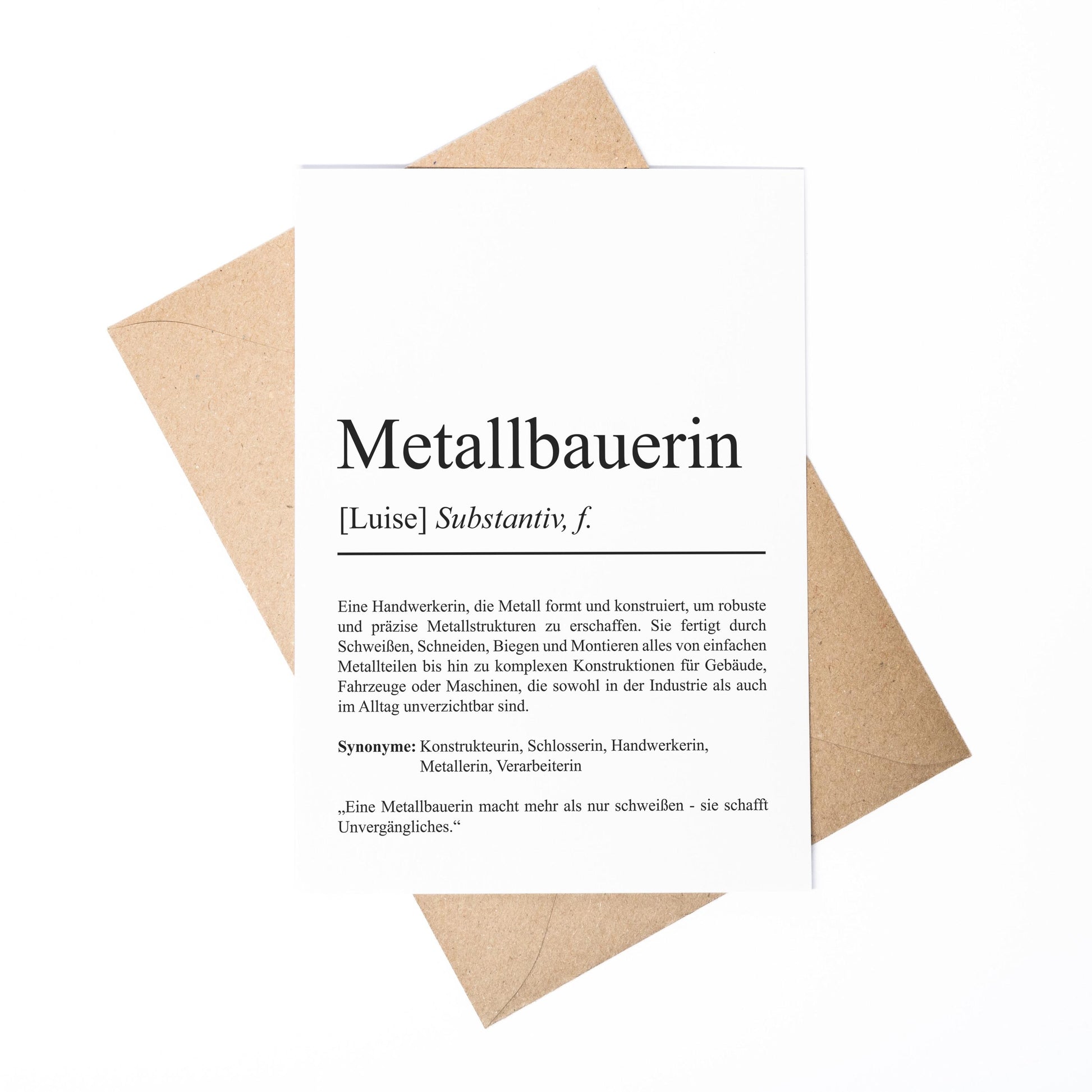 Metallbauerin Definition Karte personalisierbar mit Namen Beruf Grußkarte Metallbauerin Geschenk Geburtstag Metallbauer Postkarte Definition