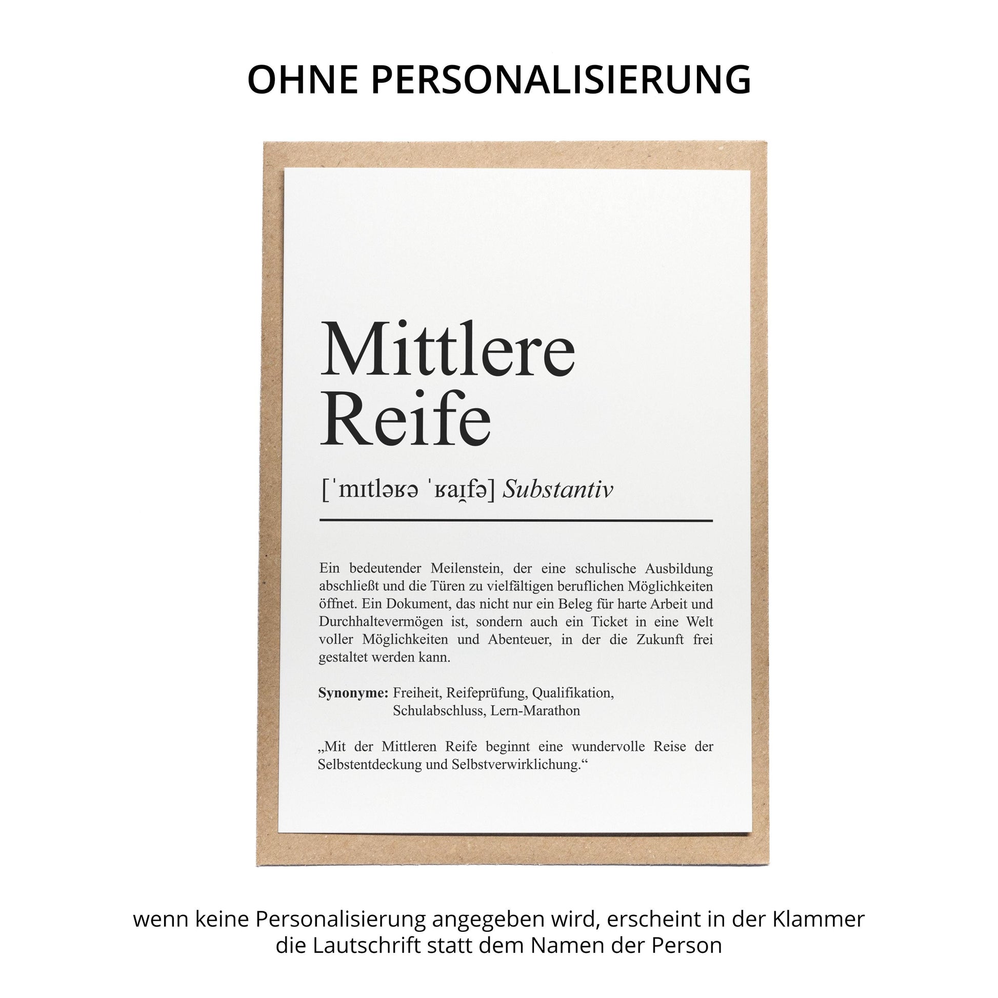 Mittlere Reife Definition Karte personalisierbar mit Namen Abschluss Grußkarte Mittlere Reife Geschenk Geburtstag Mittlere Reife Postkarte