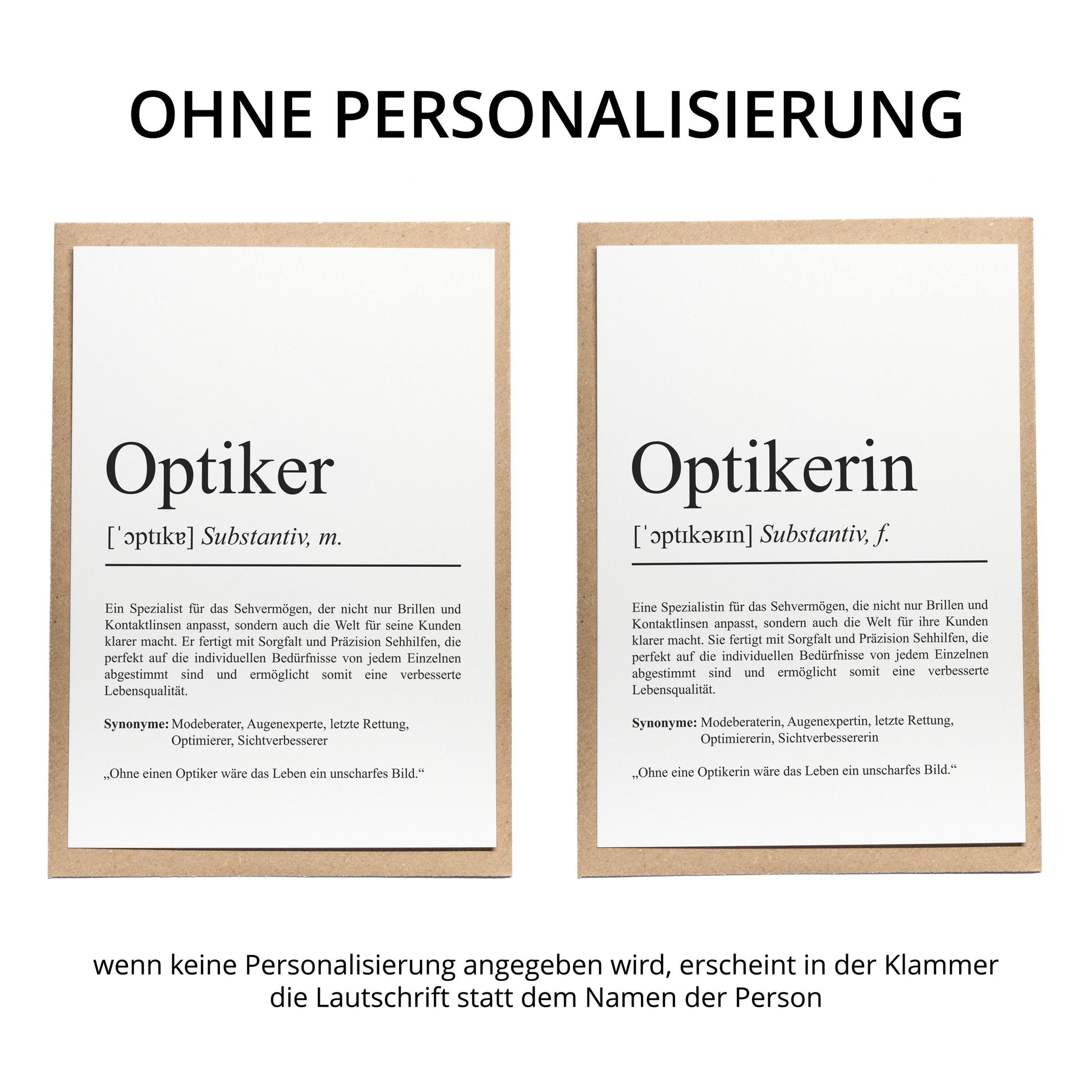 Optikerin Definition Karte personalisierbar mit Namen Beruf Grußkarte Optikerin Geschenk Geburtstag Optikerin Postkarte Definition