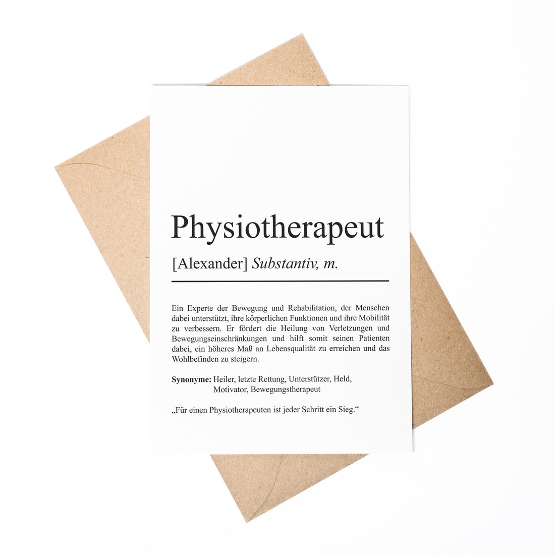Physiotherapeut Definition Karte personalisierbar mit Namen Beruf Grußkarte Physiotherapeut Geschenk Geburtstag Therapeut Postkarte