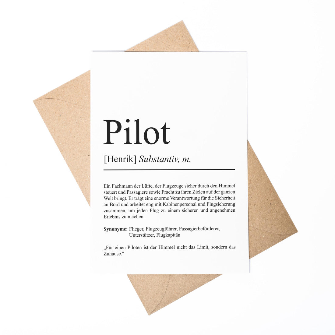 Pilot Definition Karte personalisierbar mit Namen Beruf Grußkarte Pilot Geschenk Geburtstag Pilot Postkarte