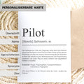 Pilot Definition Karte personalisierbar mit Namen Beruf Grußkarte Pilot Geschenk Geburtstag Pilot Postkarte