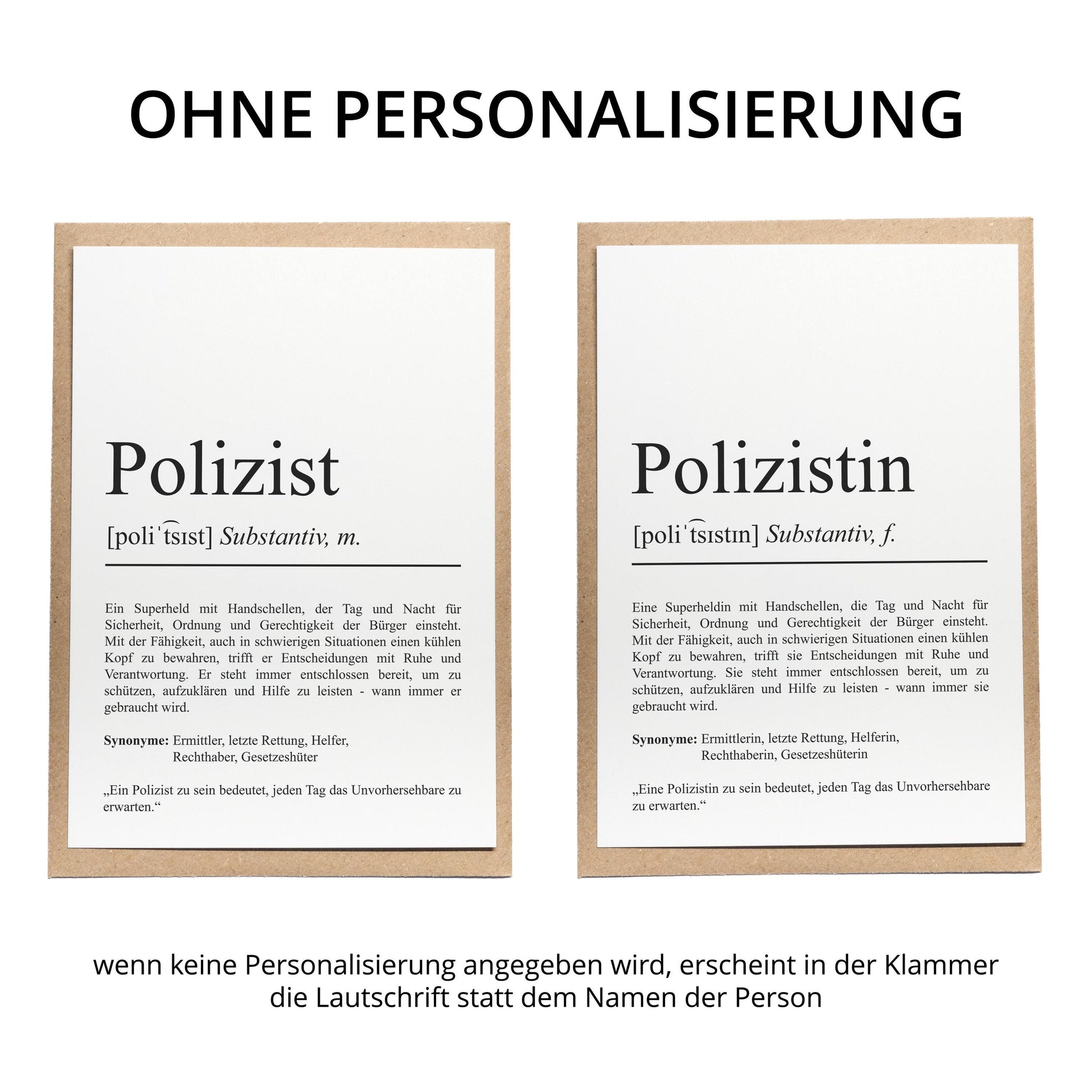Polizistin Definition Karte personalisierbar mit Namen Beruf Grußkarte Polizei Geschenk Geburtstag Polizistin Postkarte