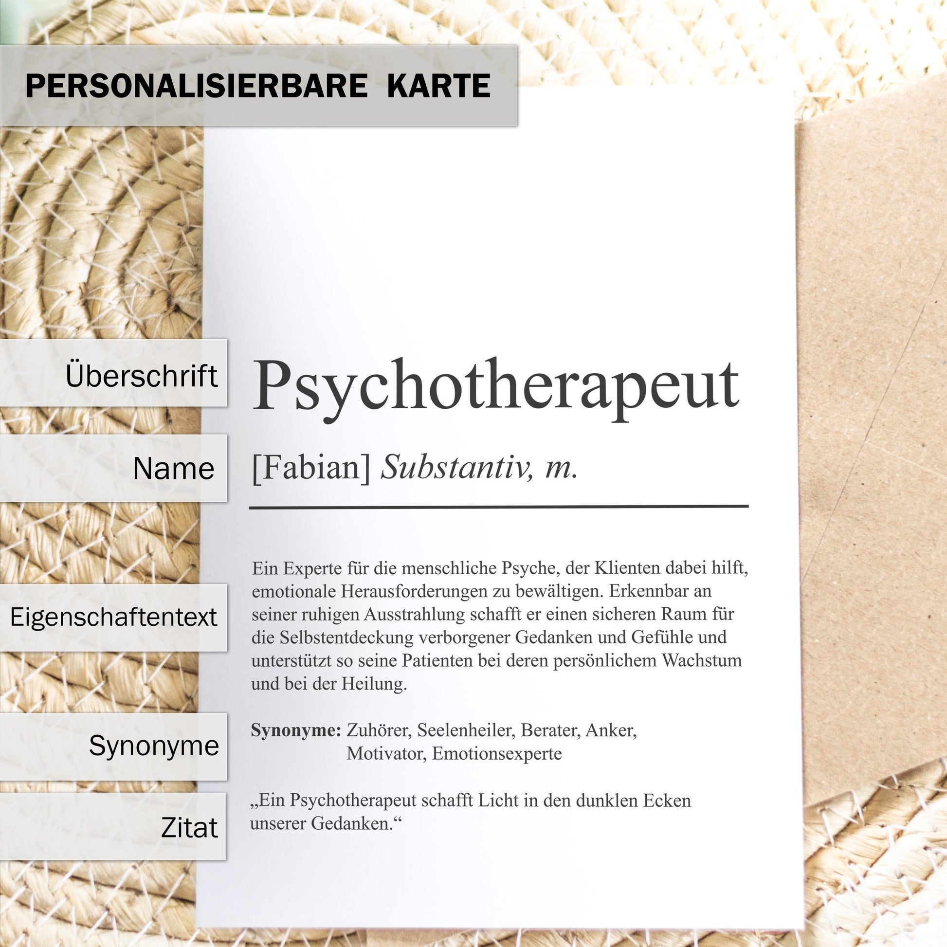 Psychotherapeut Definition Karte personalisierbar mit Namen Beruf Grußkarte Psychotherapeut Geschenk Geburtstag Psychotherapeut Postkarte