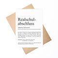 Realschulabschluss Definition Karte personalisierbar mit Namen Abschluss Grußkarte Realschulabschluss Geschenk Geburtstag Postkarte