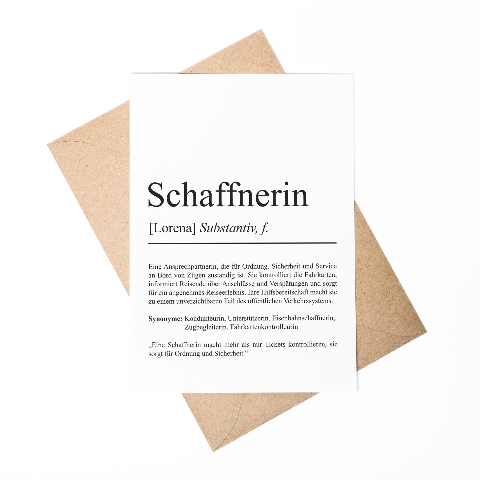 Schaffner Definition A6 Karte personalisierbar mit Namen Beruf Grußkarte Schaffner Geschenk Geburtstag Schaffner Postkarte Definition