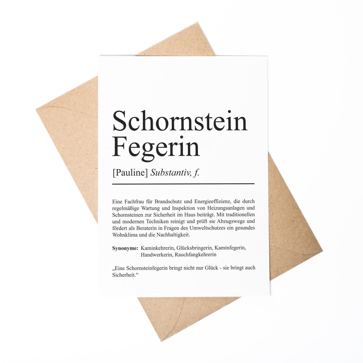 Schornsteinfeger Definition Karte personalisierbar mit Namen Beruf Grußkarte Schornsteinfeger Geschenk Geburtstag Grußkarte Definition