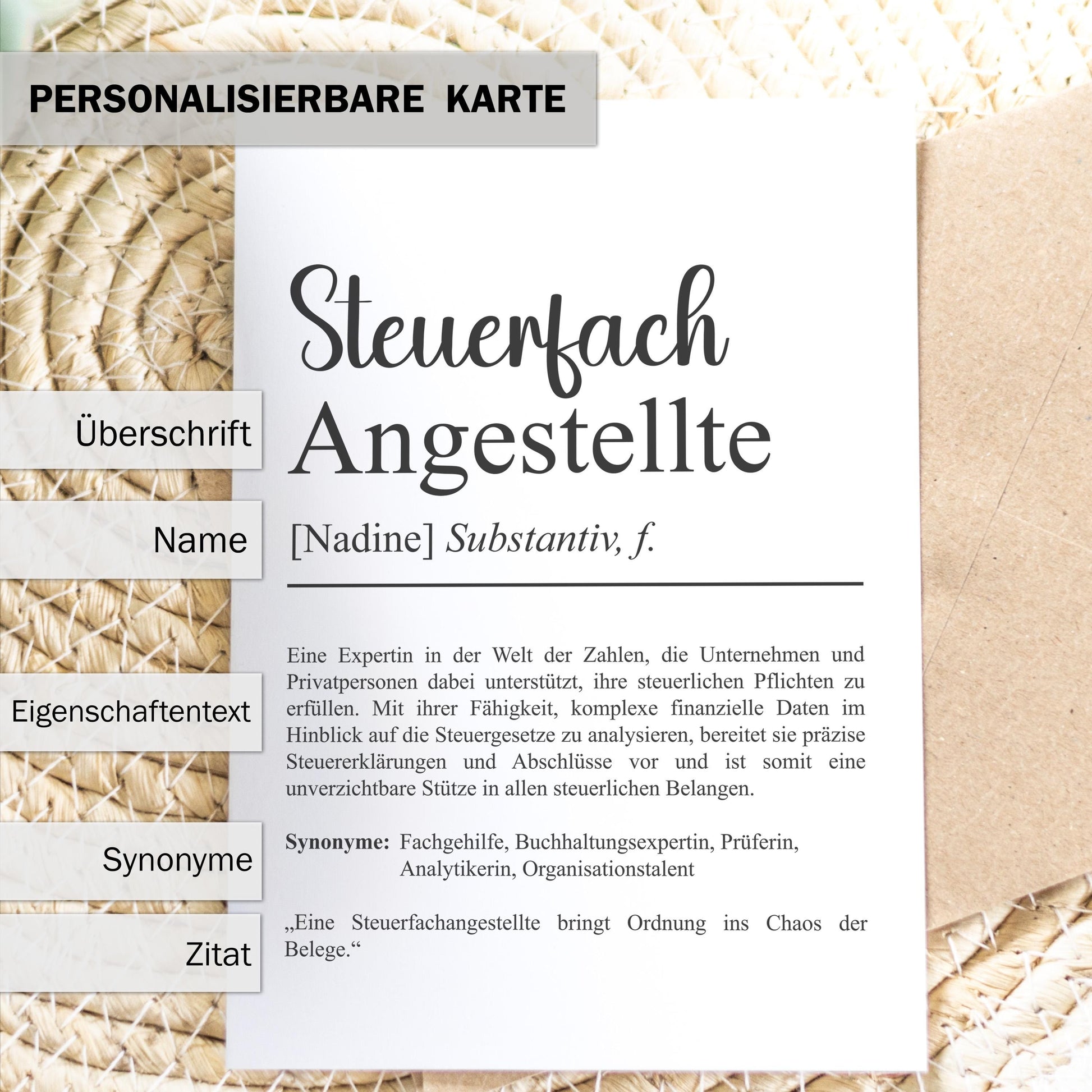 Steuerfachangestellte Definition Karte A6 personalisierbar mit Namen Beruf Postkarte Steuerfachangestellte Geschenk Geburtstag