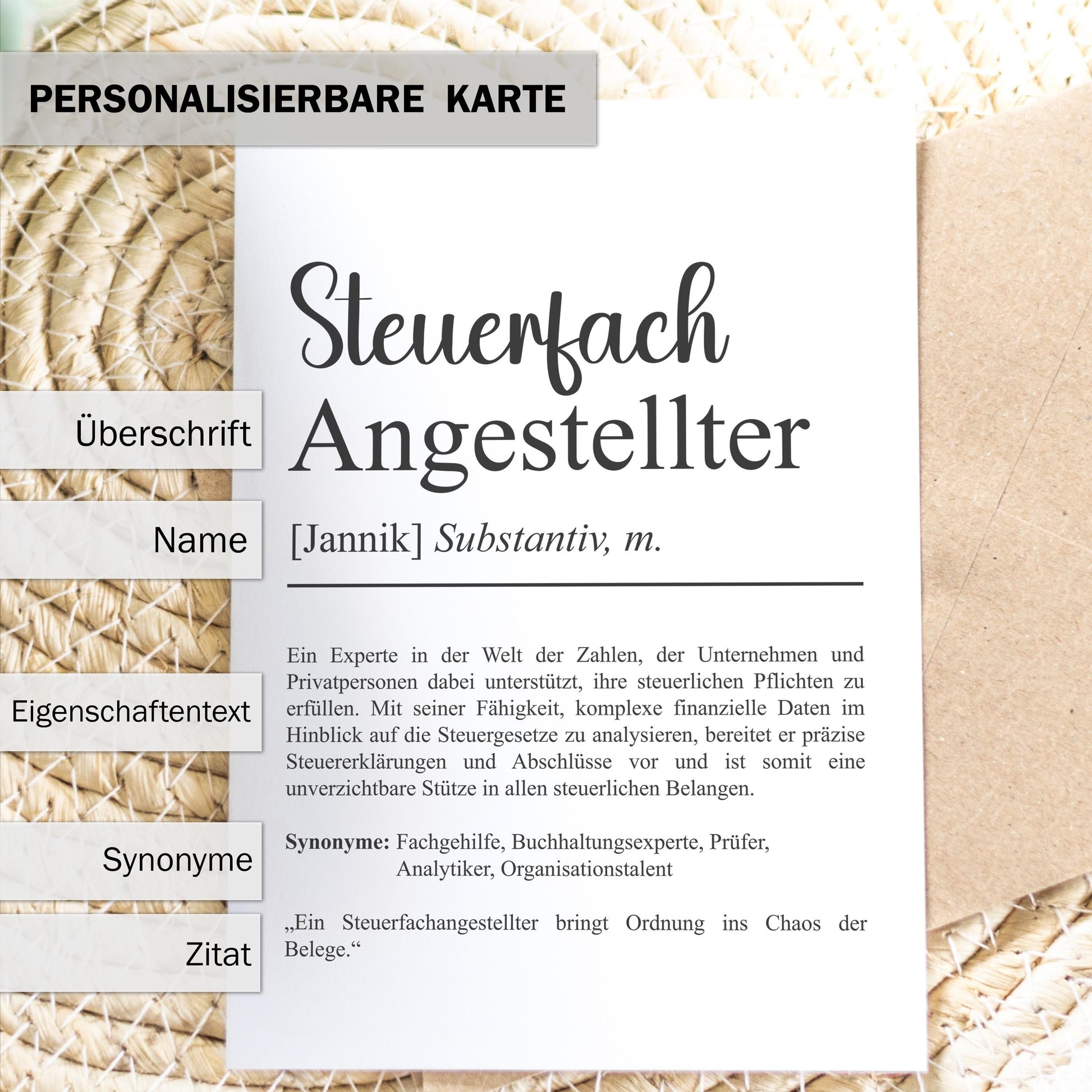 Steuerfachangestellter Definition Karte A6 personalisierbar mit Namen Beruf Postkarte Steuerfachangestellter Geschenk Geburtstag