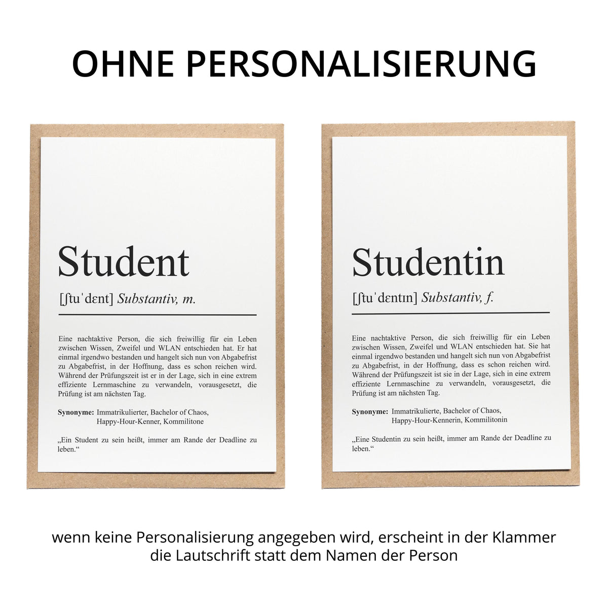 Studentin Definition Karte personalisierbar mit Namen Beruf Grußkarte Studentin Geschenk Geburtstag Studentin Postkarte Definition