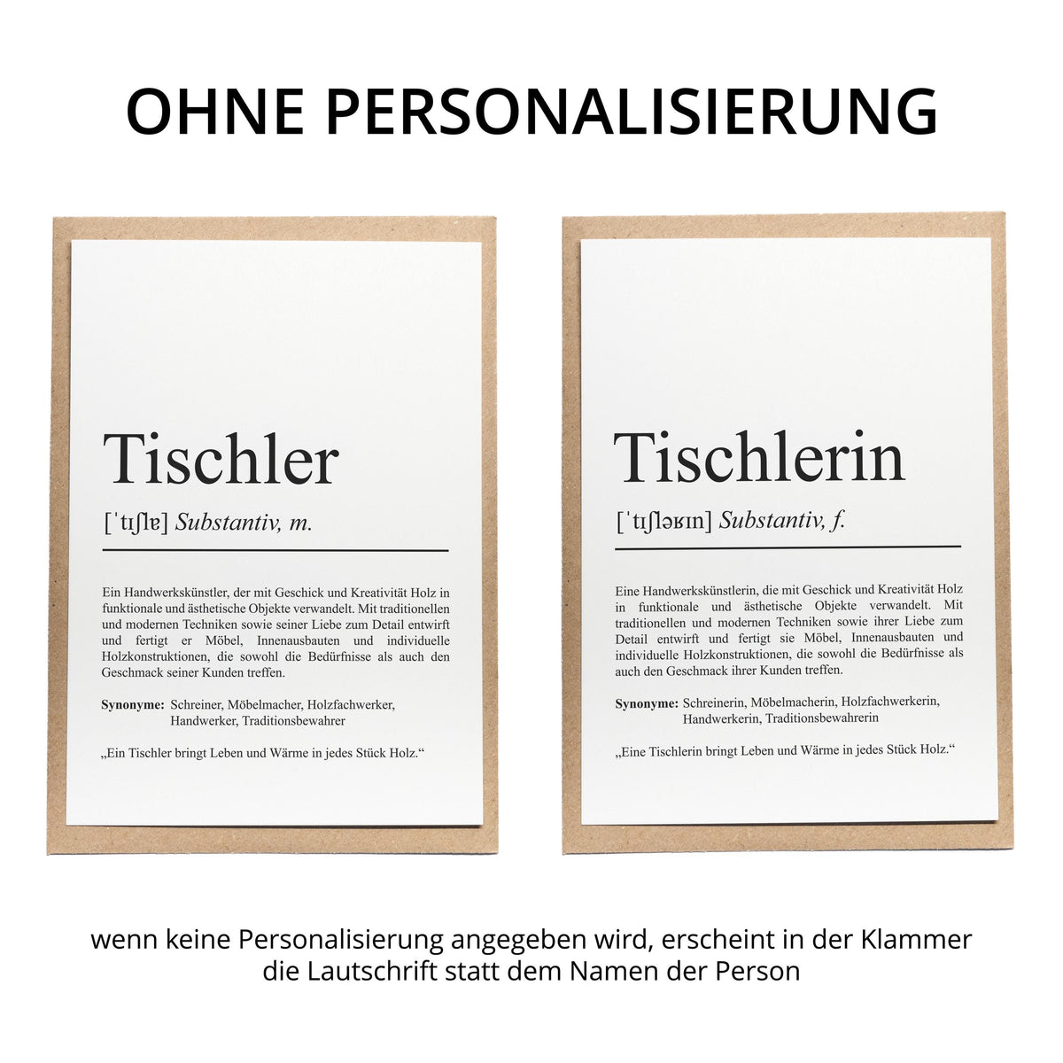 Tischlerin Definition Karte personalisierbar mit Namen Beruf Grußkarte Tischlerin Geschenk Geburtstag Tischlerin Postkarte Definition