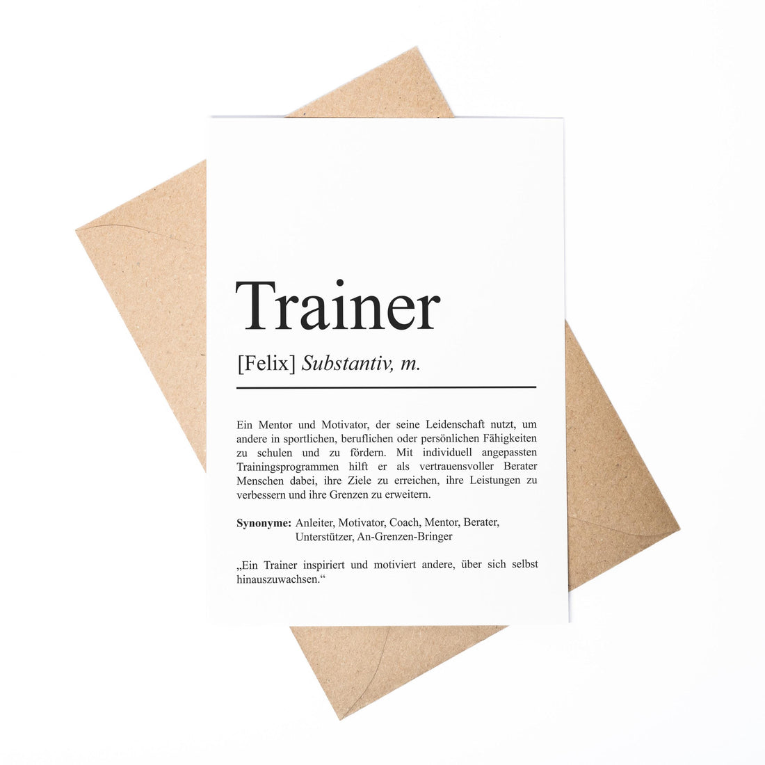 Trainer Definition A6 Karte personalisierbar mit Namen Beruf Grußkarte Trainer Geschenk Geburtstag Trainer Klappkarte Definition