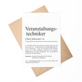 Veranstaltungstechniker Definition Karte personalisierbar mit Namen Beruf Grußkarte Veranstaltungstechniker Geschenk Geburtstag Definition