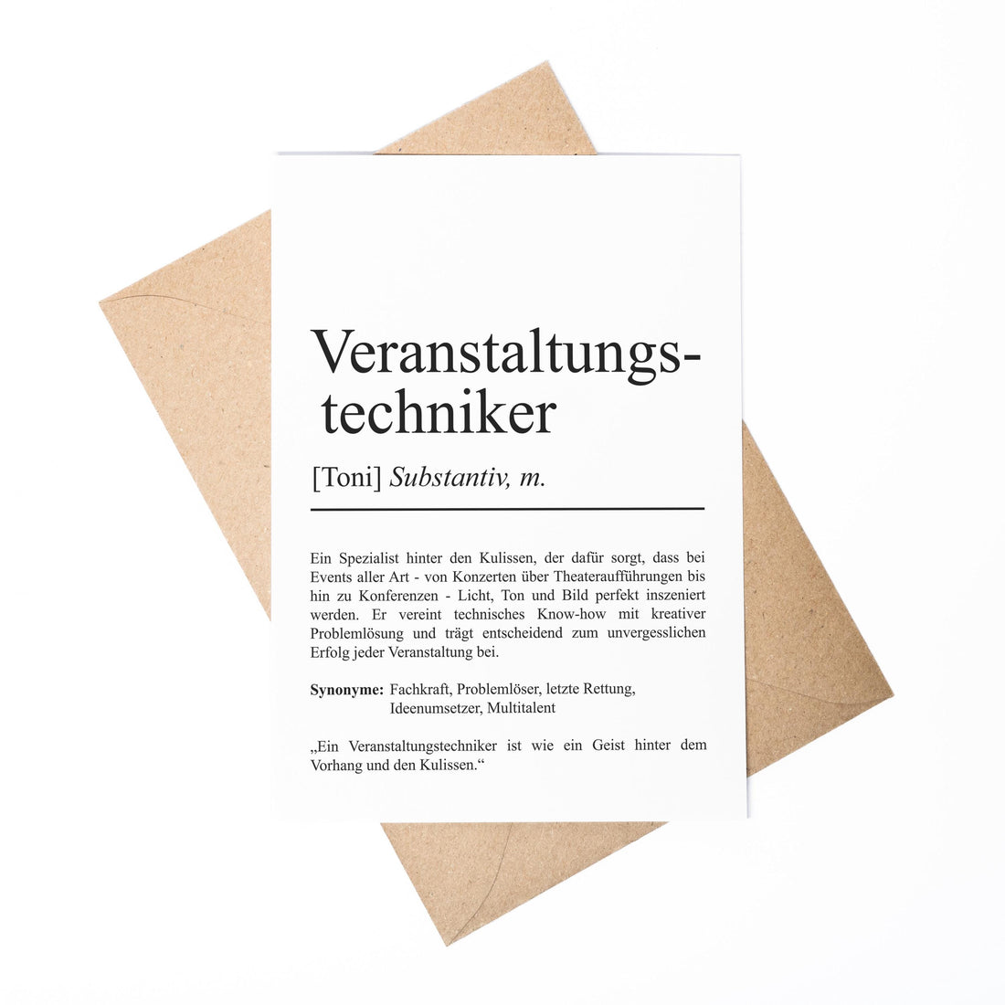 Veranstaltungstechniker Definition A6 Karte personalisierbar Namen Beruf Grußkarte Veranstaltungstechniker Geschenk Klappkarte Definition