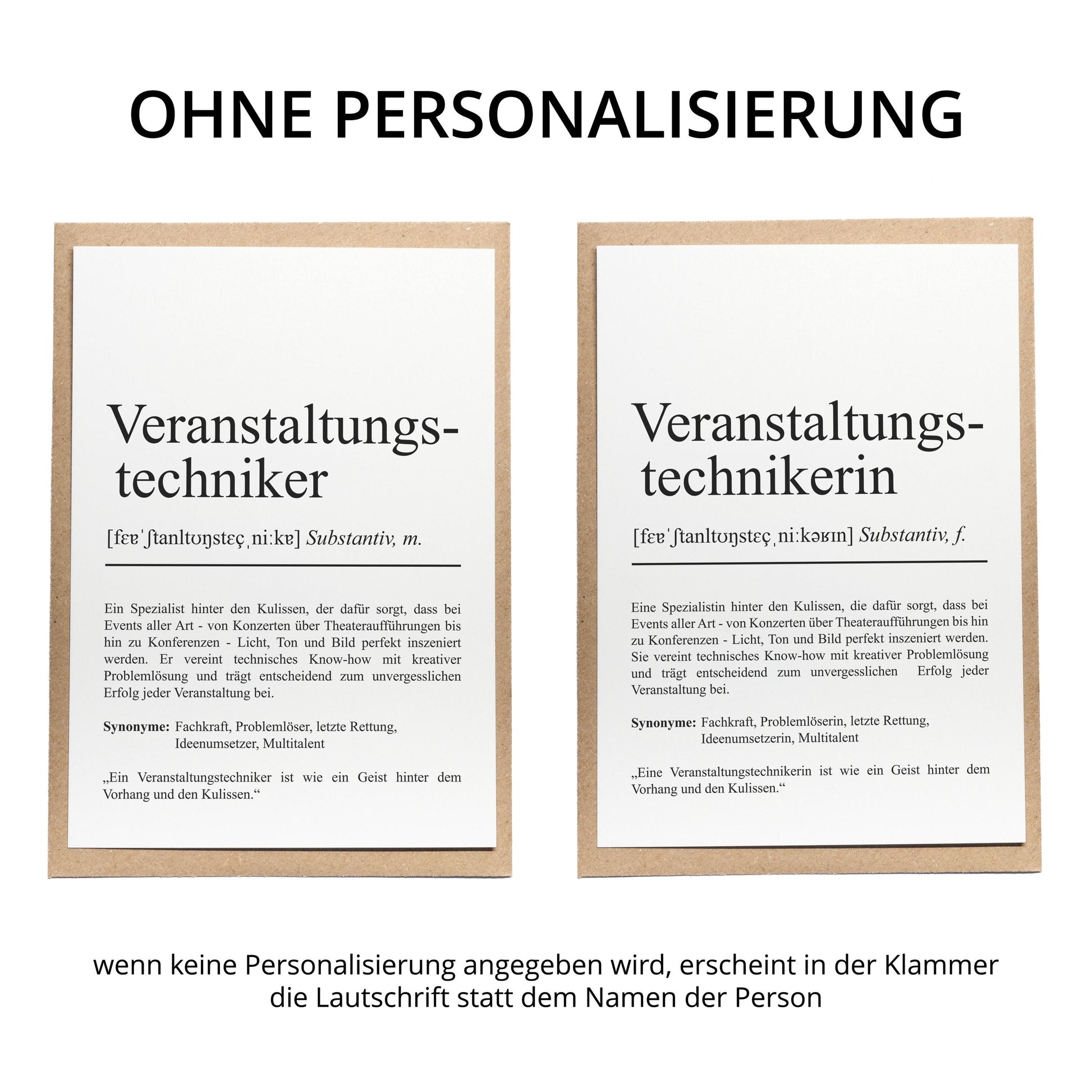 Veranstaltungstechniker Definition Karte personalisierbar mit Namen Beruf Grußkarte Veranstaltungstechniker Geschenk Geburtstag Definition