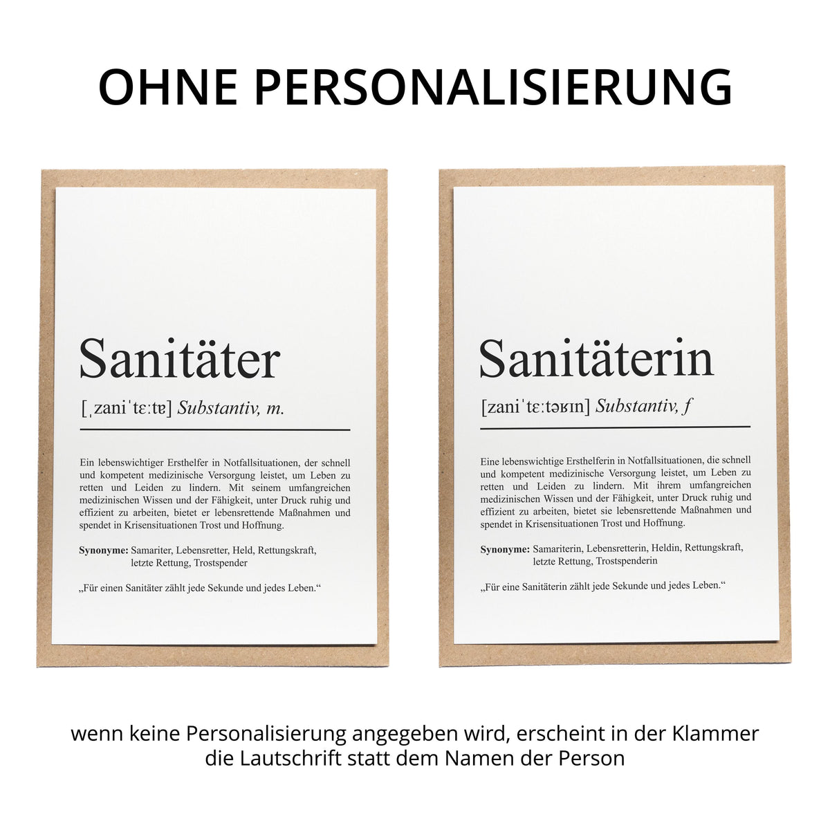 Sanitäter Definition Karte A6 personalisierbar mit Namen Beruf Grußkarte Sanitäter Geschenk Geburtstag Sanitäter Klappkarte Definition