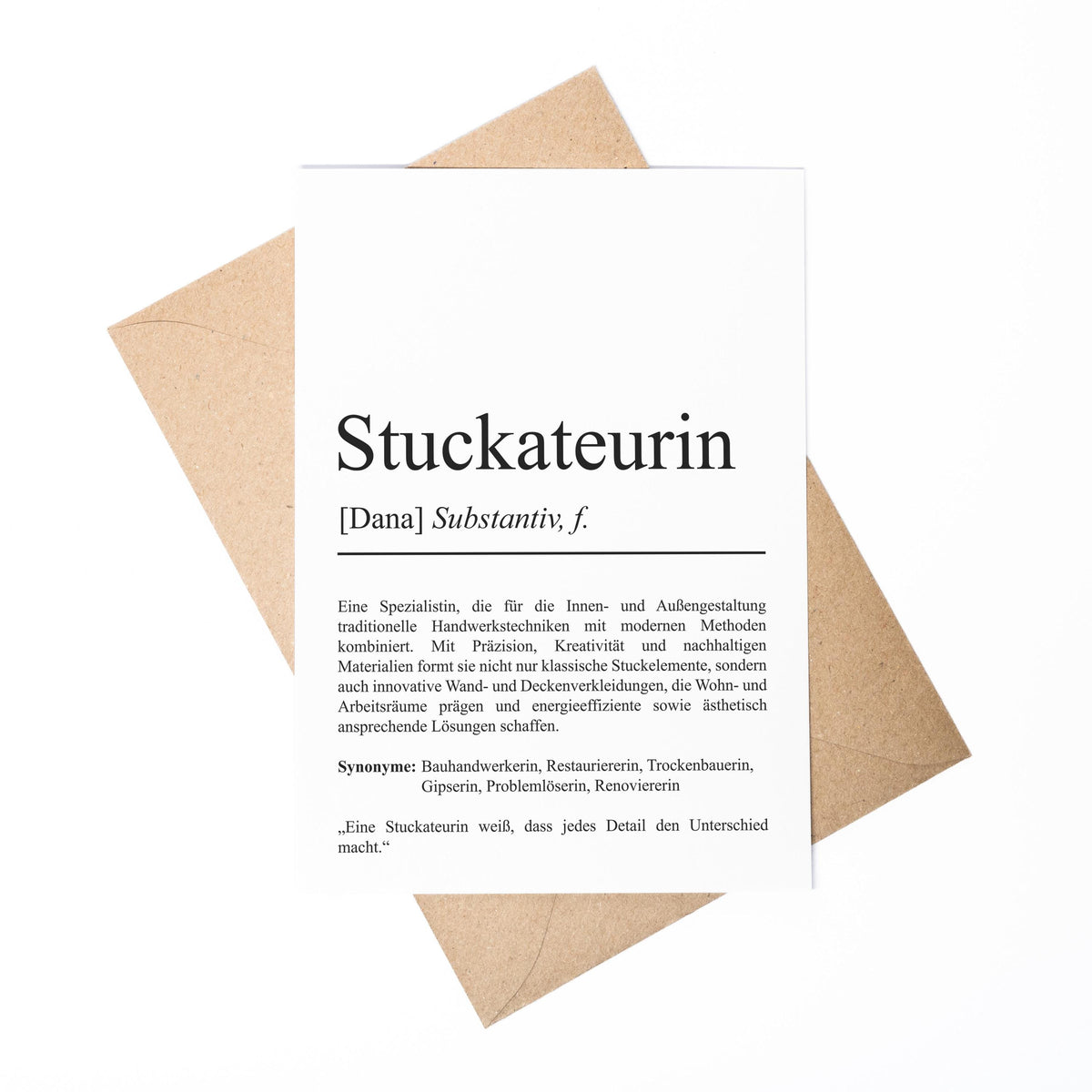 Stuckateuer Definition Karte A6 personalisierbar mit Namen Beruf Grußkarte Stuckateur Geschenk Geburtstag Stuckateur Klappkarte Definition