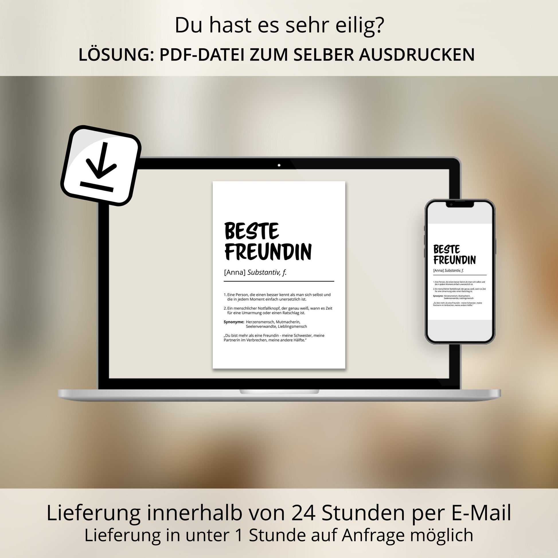Beste Freundin Definition Poster personalisierbar mit Namen Poster Geschenk Freundin Einzug Geschenk Freundin personalisierbar ungerahmt