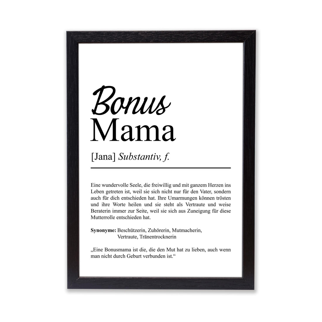 Bonusmama Definition Poster personalisierbar mit Namen Bonusmama Poster Geschenk Geburtstag Bonusmama Poster Definition Adoption Mutter