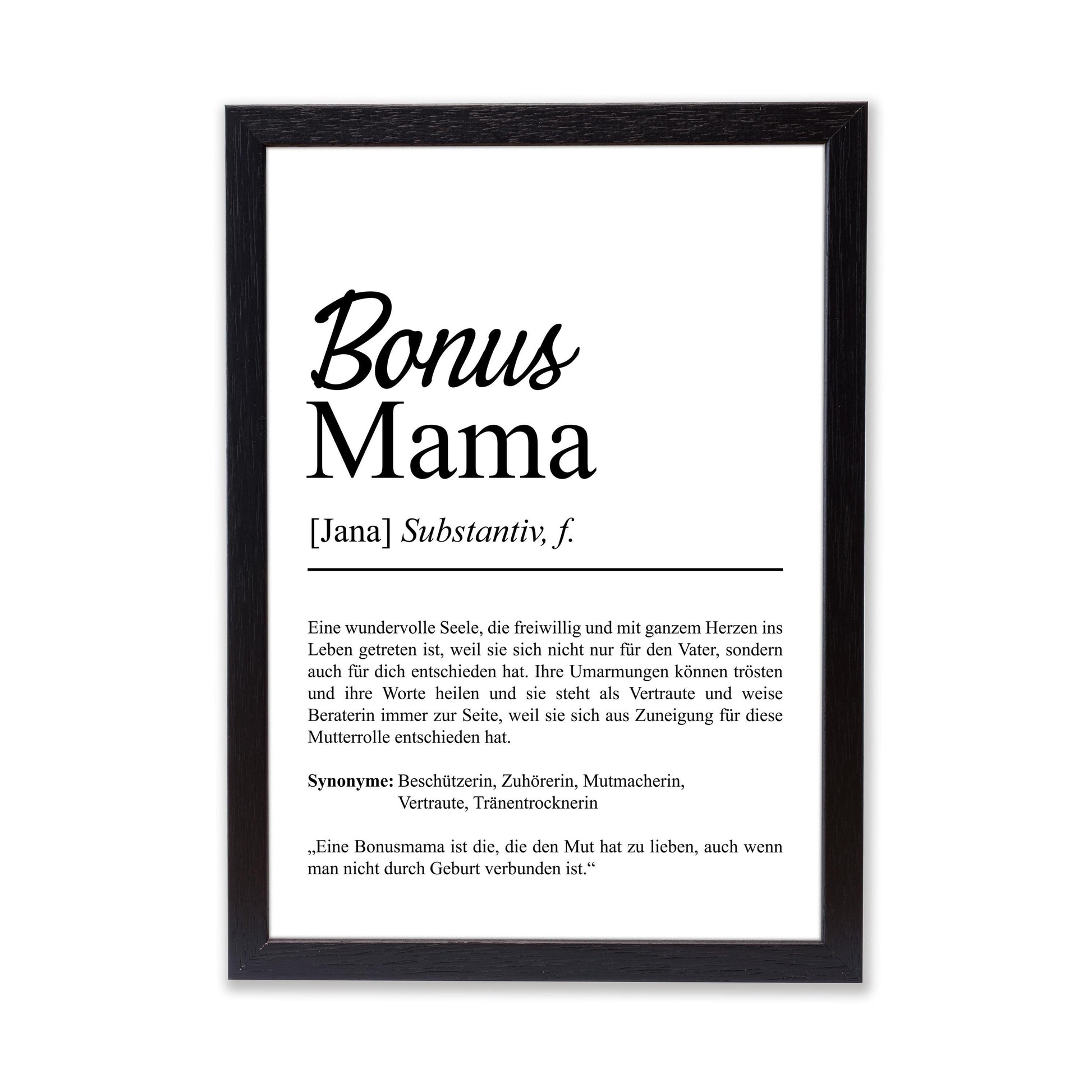 Bonusmama Definition Poster personalisierbar mit Namen Bonusmama Poster Geschenk Geburtstag Bonusmama Poster Definition Adoption Mutter