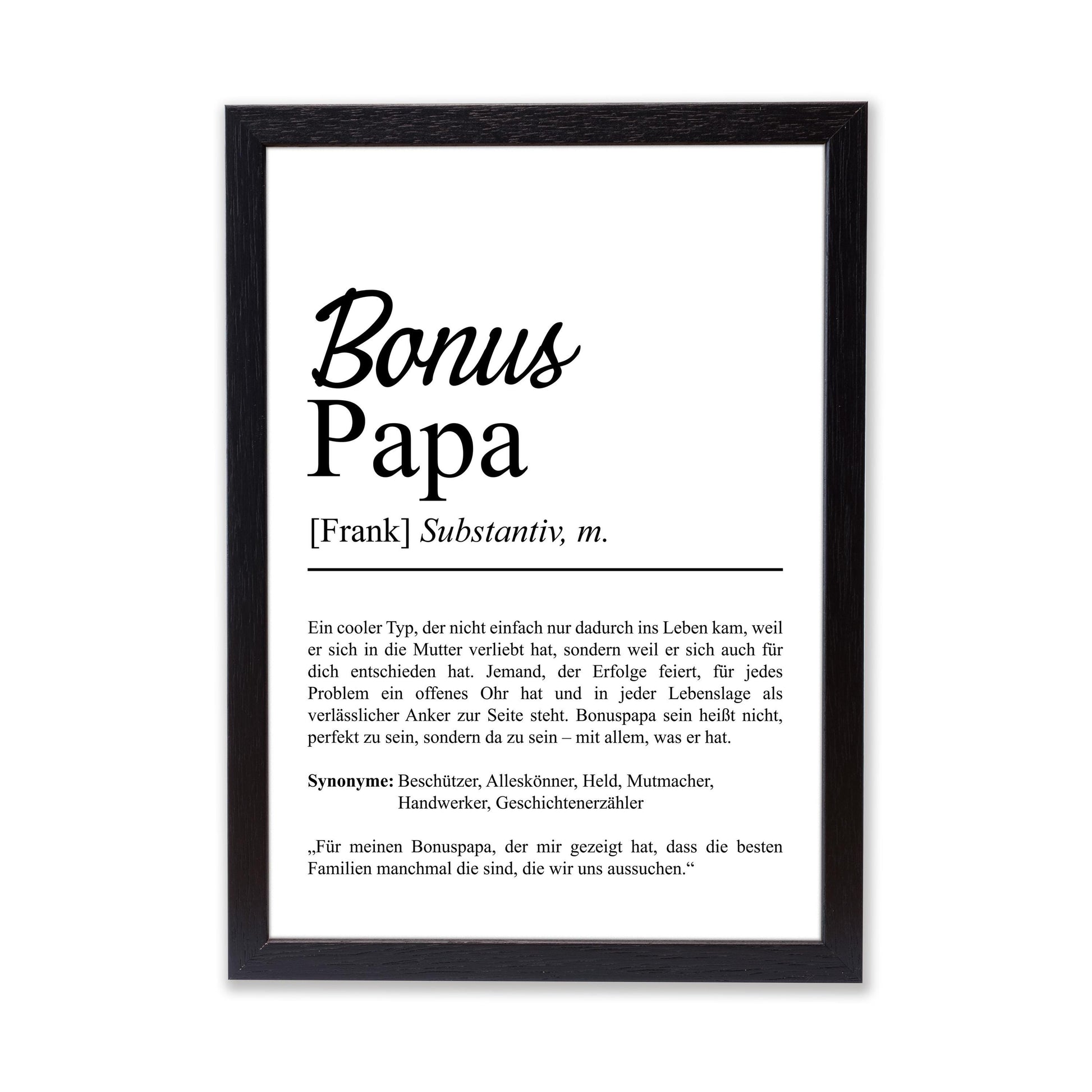 Bonuspapa Definition Poster personalisierbar mit Namen Bonuspapa Poster Geschenk Geburtstag Bonuspapa Poster Definition Adoption Vater