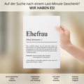 Ehefrau Definition Poster personalisierbar mit Namen Frau Poster Geschenk Einzug Geburtstag Geschenk Frau Hochzeit Geschenk Poster