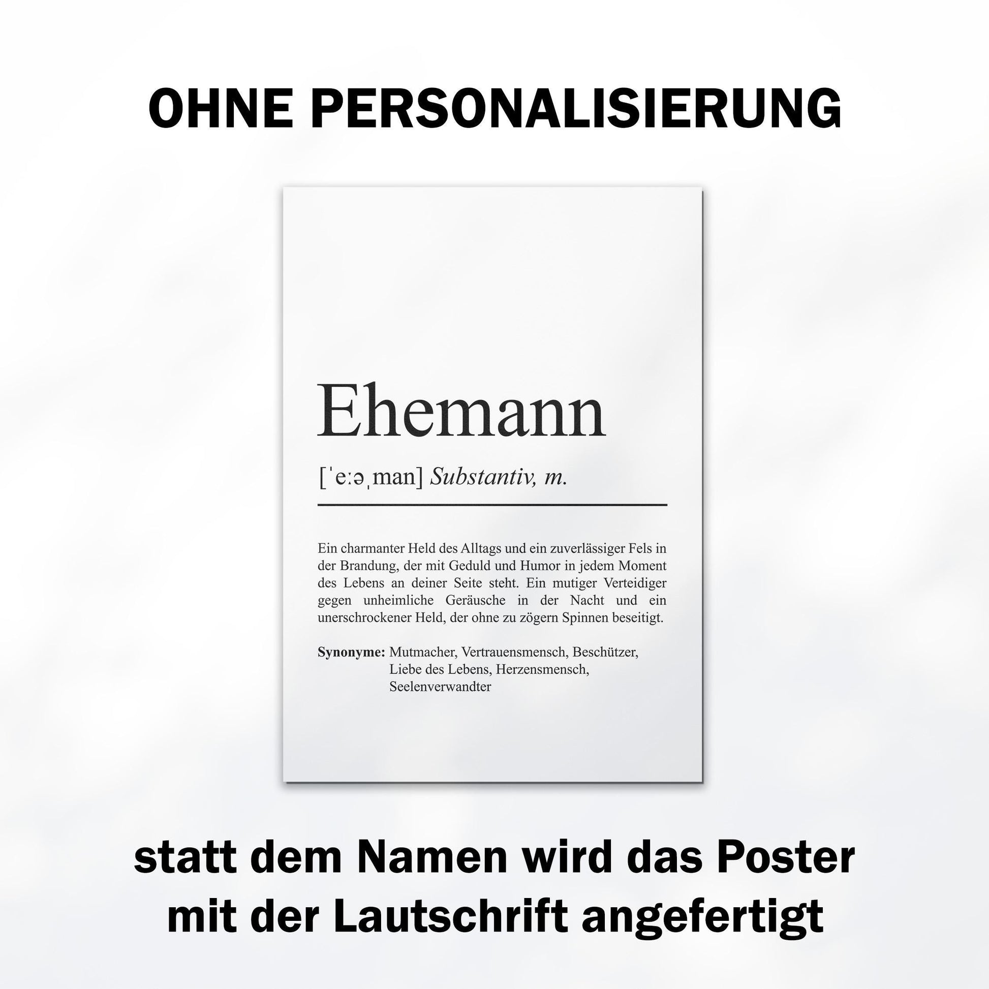 Ehemann Definition Poster personalisierbar mit Namen Poster Geschenk Ehemann Einzug Geschenk Ehemann personalisierbar Poster ungerahmt