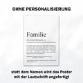 Familie Definition Poster personalisierbar mit Namen Familien Poster Geschenk Einzug Geburtstag Geschenk Familien Poster Zuhause