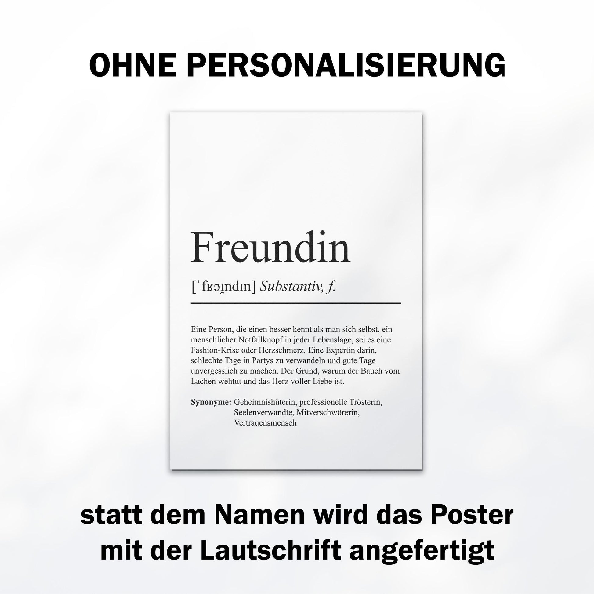 Freundin Definition Poster personalisierbar mit Namen Poster Geschenk Freundin Einzug Geschenk Freundin personalisierbar Poster ungerahmt
