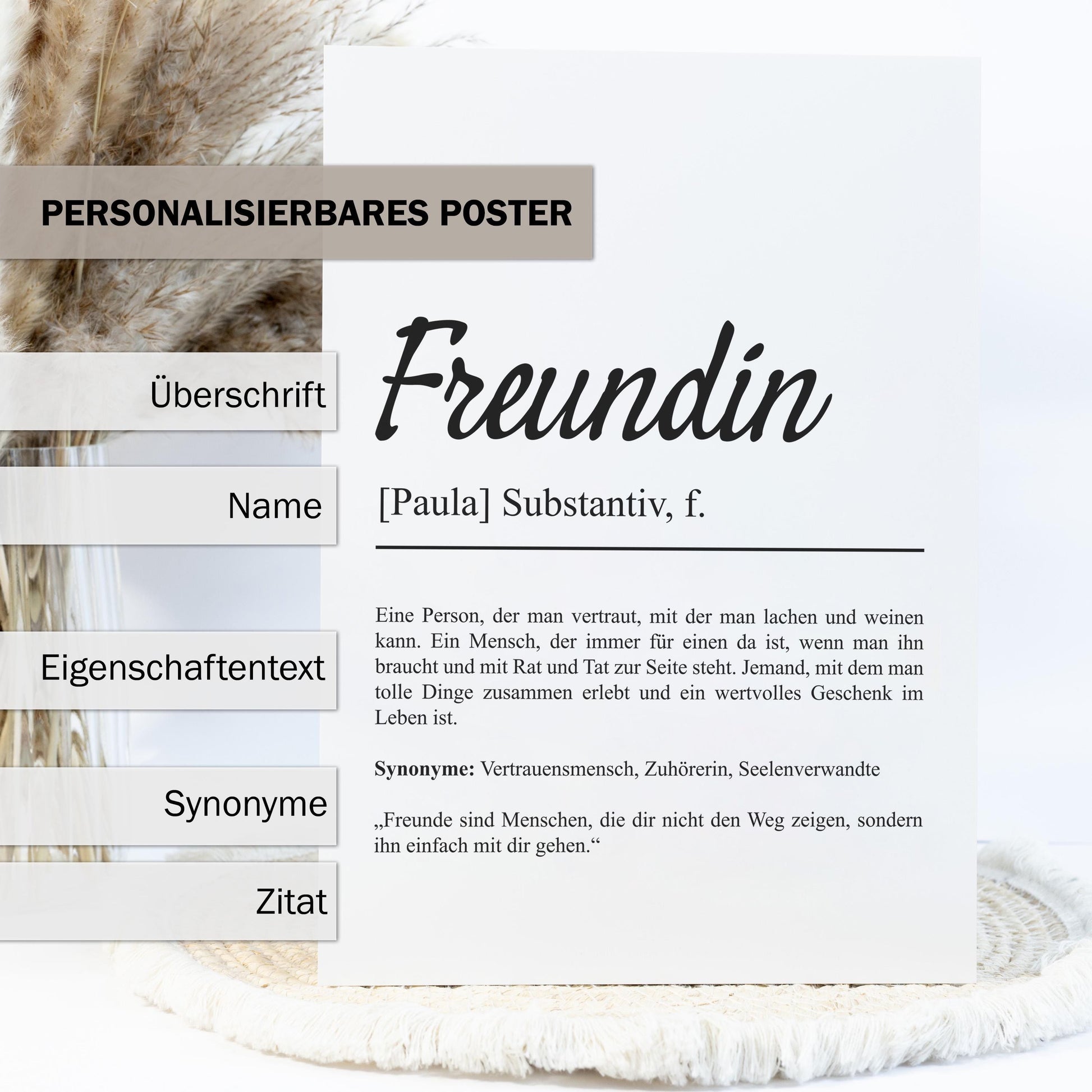 Freundin Definition Poster personalisierbar mit Namen Beste Freundin Poster Geschenk Ostern Geburtstag Geschenk Freundin Poster Jahrestag