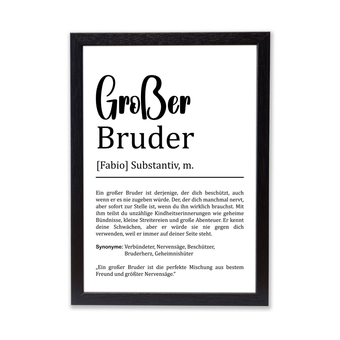 Großer Bruder Definition Poster personalisierbar mit Namen Bruder Poster Geschenk Einzug Geburtstag Geschenk Bruder Geschwister Liebe
