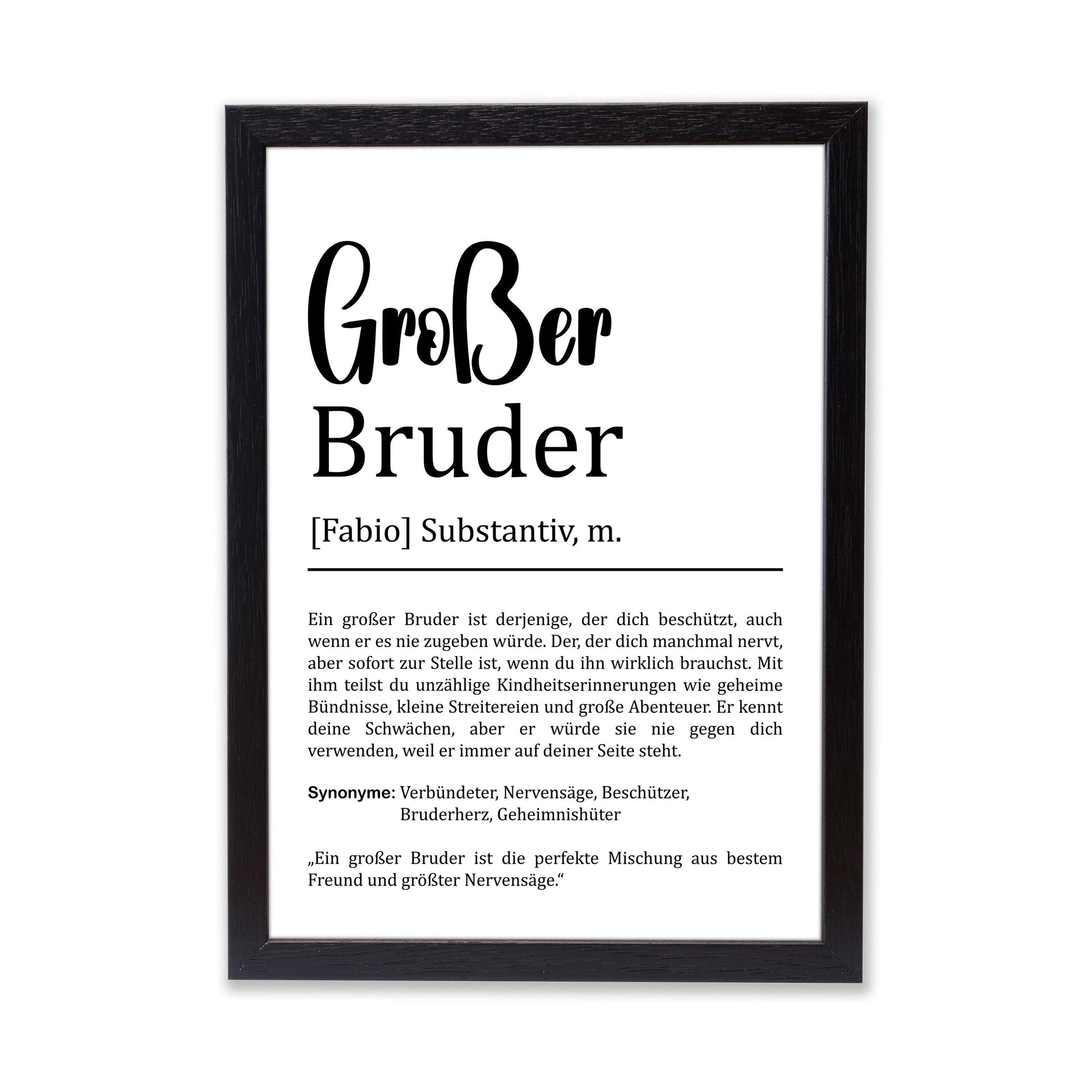 Großer Bruder Definition Poster personalisierbar mit Namen Bruder Poster Geschenk Einzug Geburtstag Geschenk Bruder Geschwister Liebe