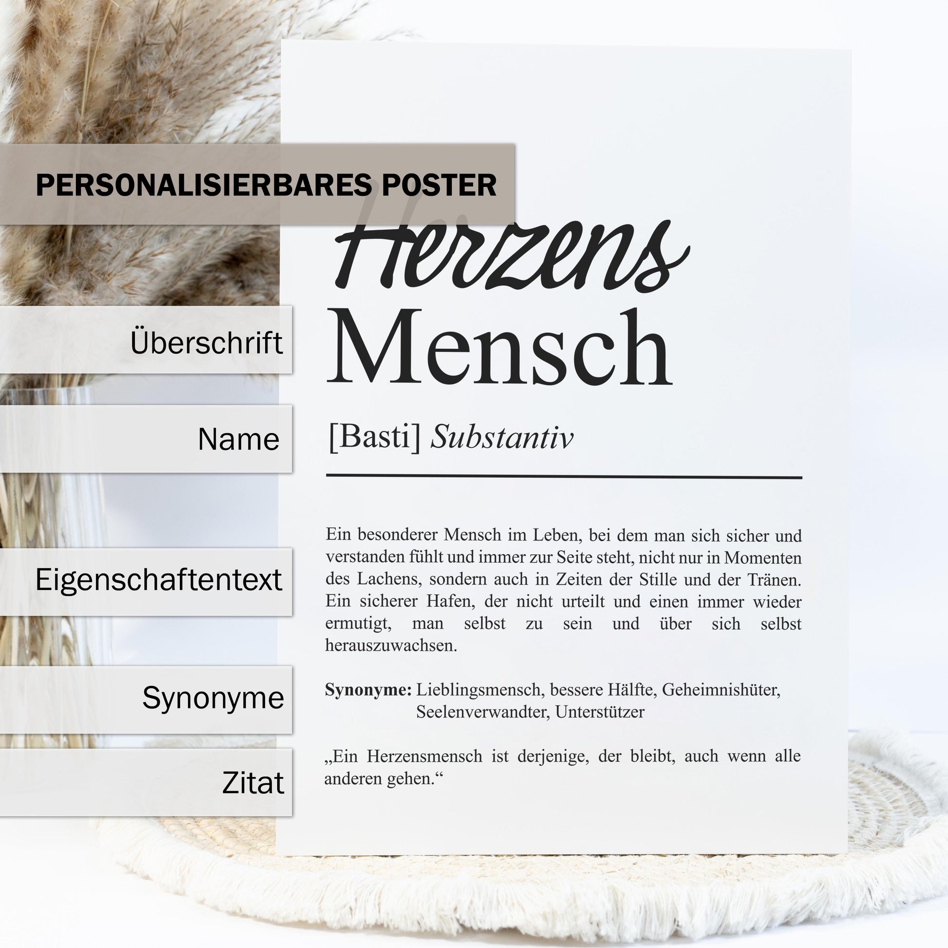 Herzensmensch Definition Poster personalisierbar mit Namen Lieblingsmensch Poster Geschenk Geburtstag Lieblingsmensch Poster Definition