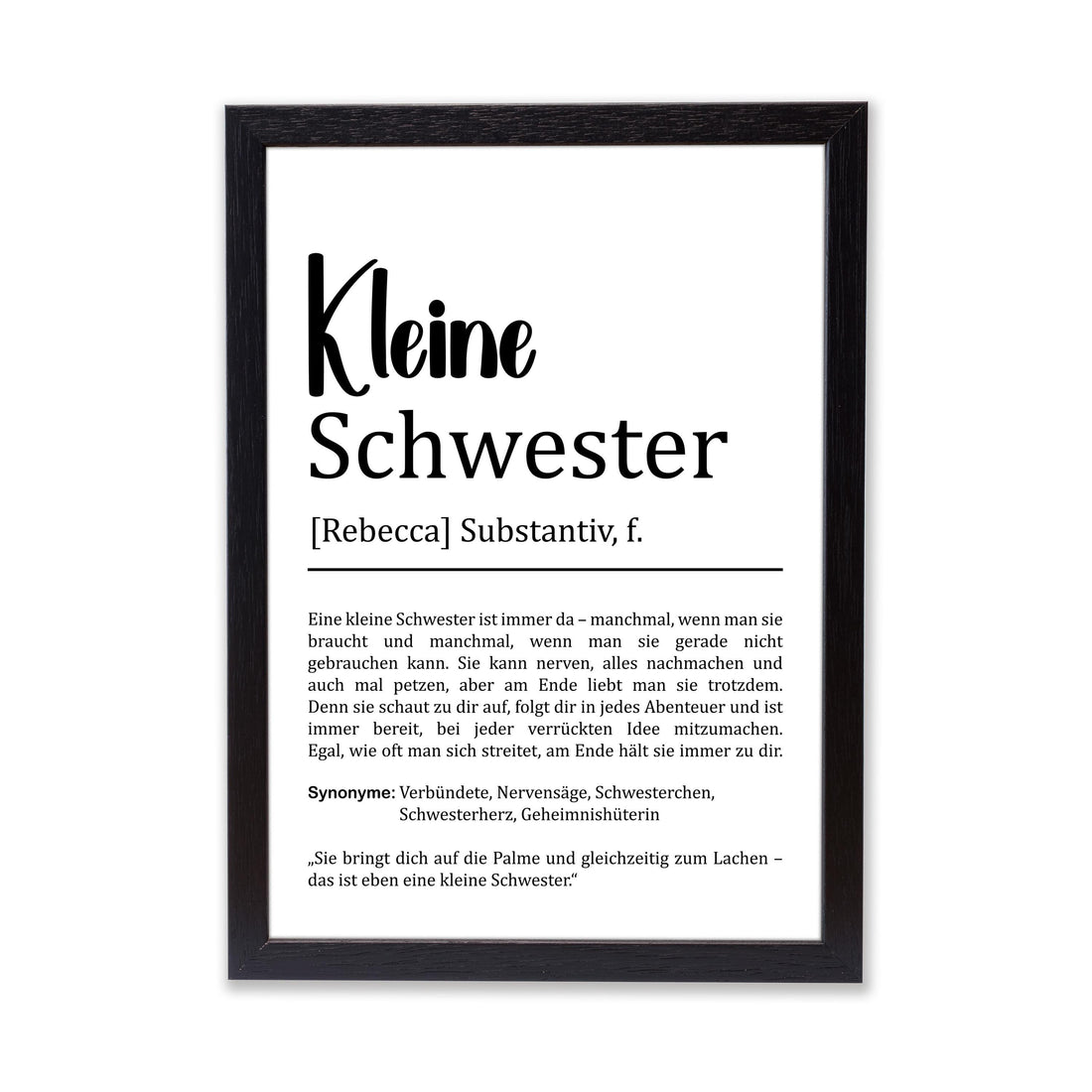 Kleine Schwester Definition Poster personalisierbar mit Namen Schwester Poster Geschenk Einzug Geburtstag Geschenk Schwester Geschwister Liebe