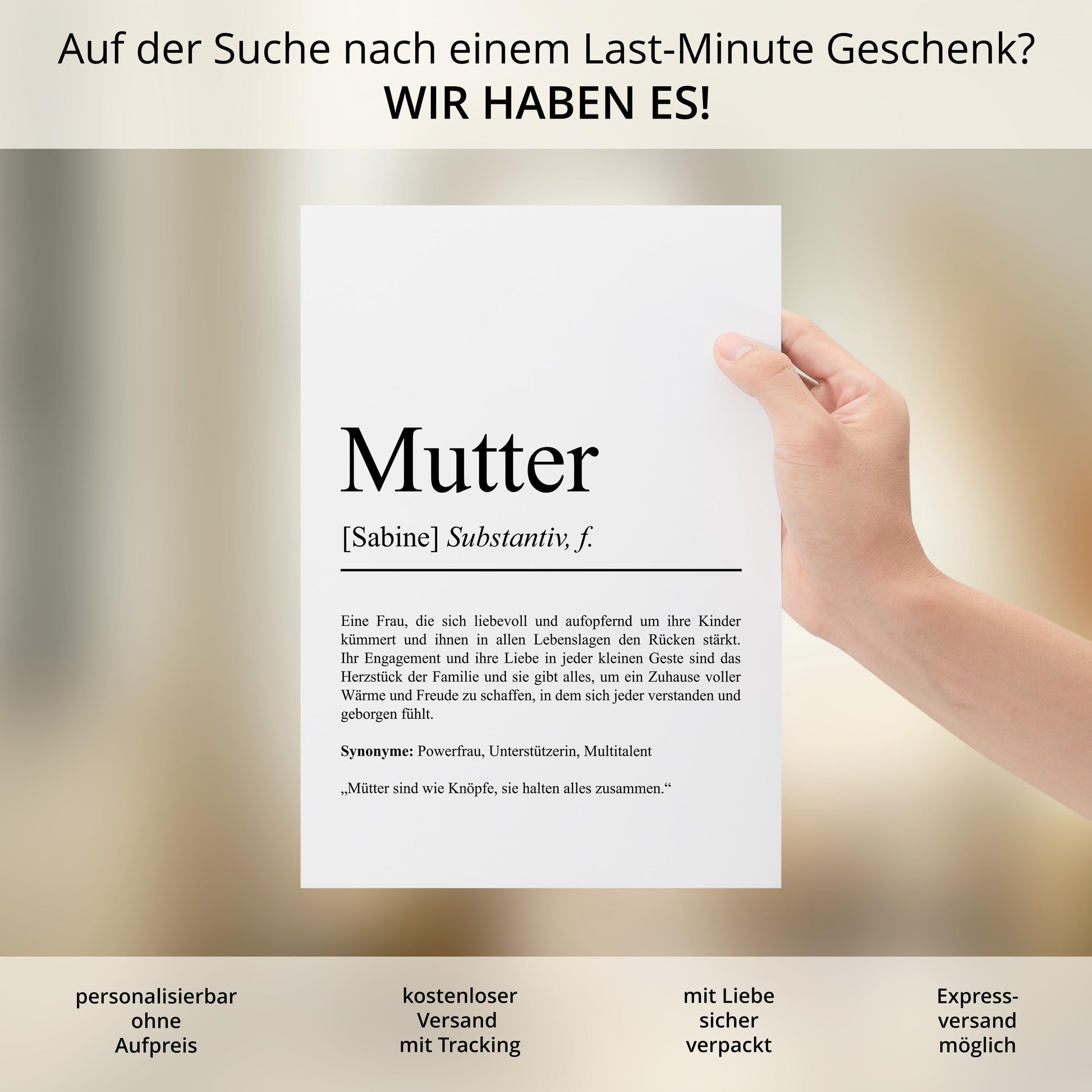Mutter Definition Poster personalisierbar mit Namen Mutter Poster Geschenk Einzug Geburtstag Geschenk Mutter Poster Geburt Geschenk Mutter