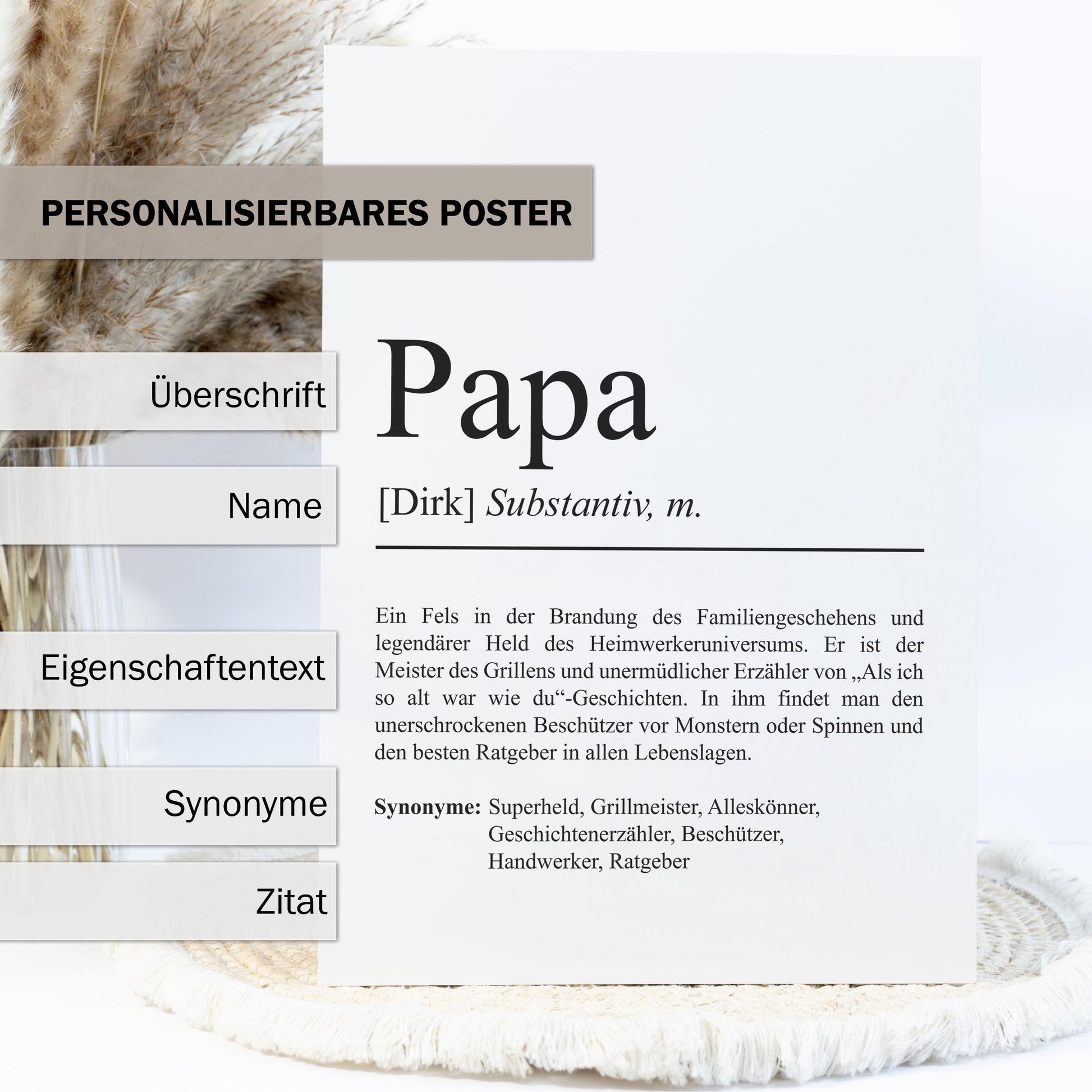 Papa Definition Poster personalisierbar mit Namen Vater Poster Geschenk Einzug Geburtstag Geschenk Vater Poster Geburt Geschenk Vater