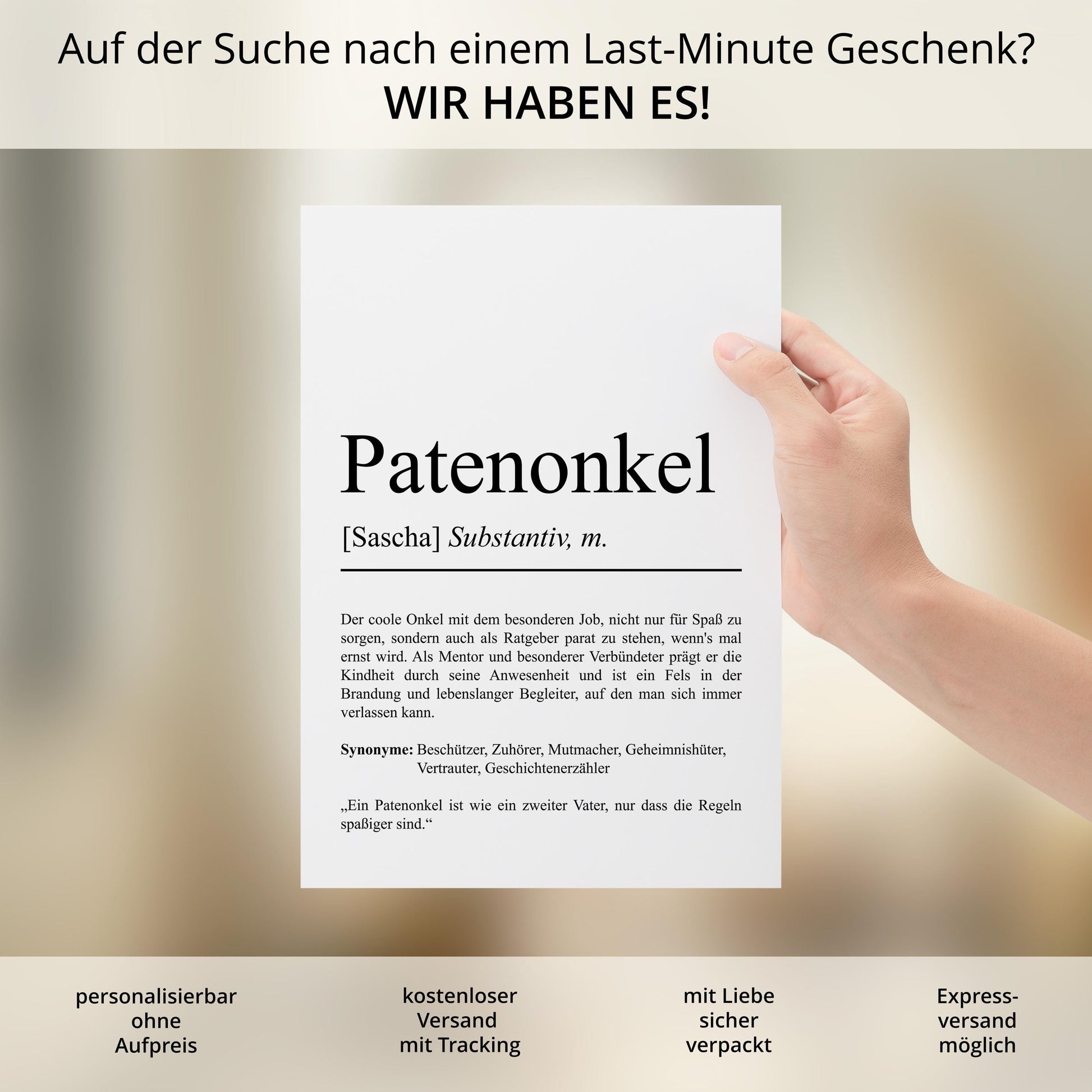 Patenonkel Definition Poster personalisierbar mit Namen Patenonkel Poster Geschenk Geburtstag Patenonkel Poster Definition