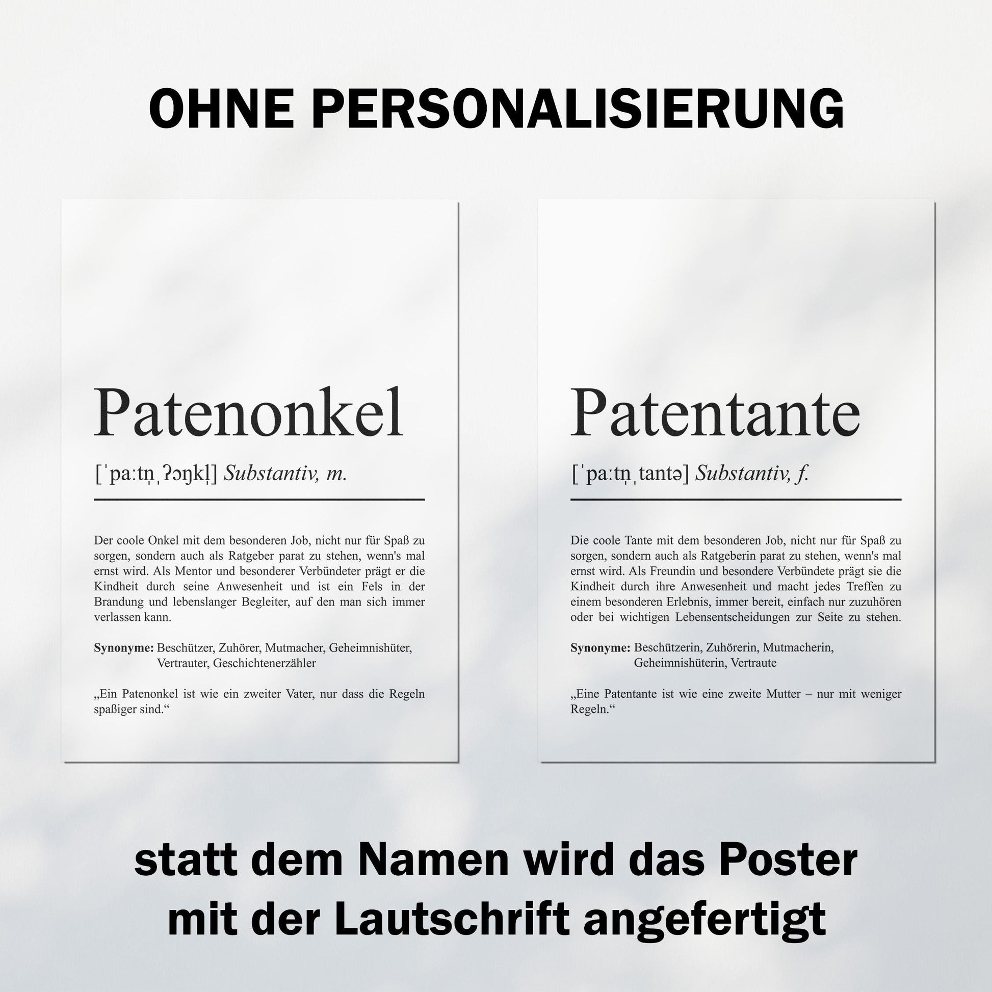 Patentante Definition Poster personalisierbar mit Namen Patentante Poster Geschenk Geburtstag Patentante Poster Definition