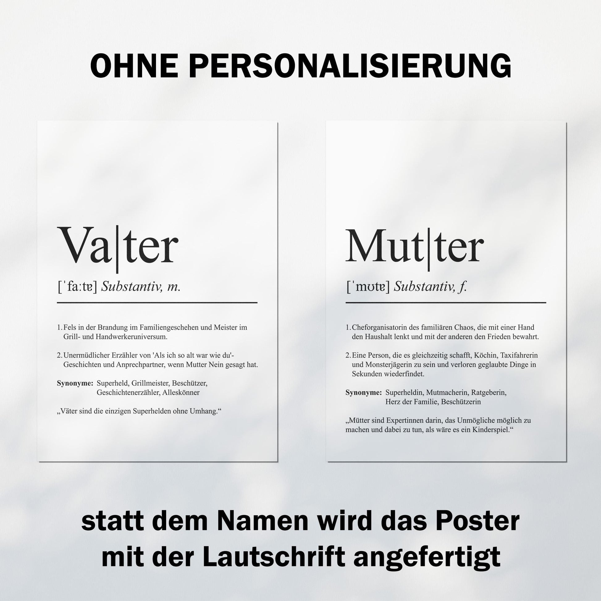 Vater Definition Poster personalisierbar mit Namen Poster Geschenk Vater Einzug Geschenk Vater personalisierbar Poster ungerahmt