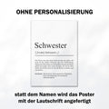 Schwester Definition Poster personalisierbar mit Namen Schwester Poster Geschenk Einzug Geburtstag Geschenk Schwester Geschwister Liebe