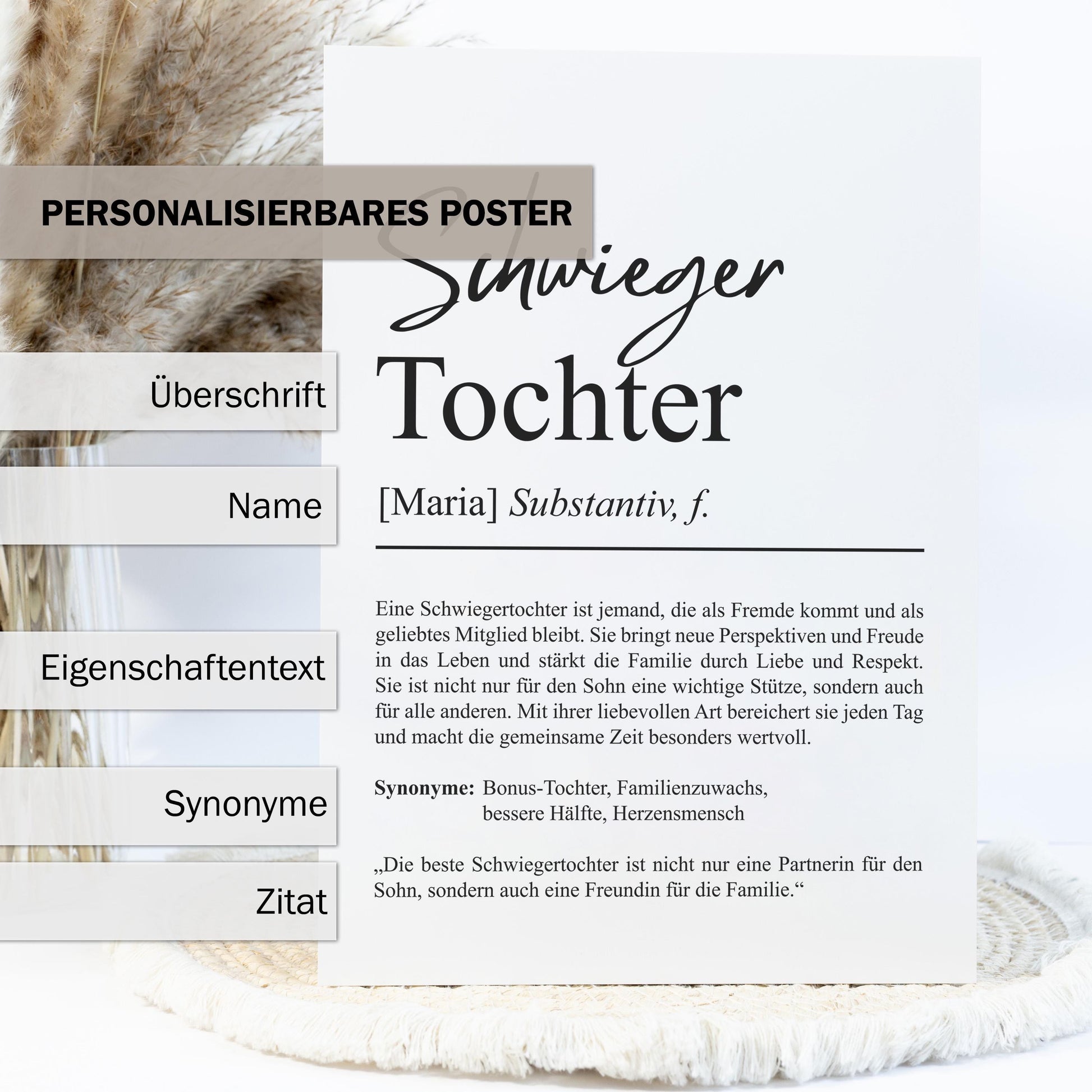 Schwiegertochter Definition Poster personalisierbar mit Namen Schwiegertochter Poster Geschenk Hochzeit Schwiegertochter Geburtstag Geschenk