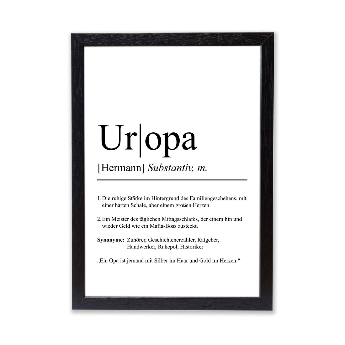 Uropa Definition Poster personalisierbar mit Namen Poster Geschenk Uropa Einzug Geschenk Uropa personalisierbar Poster ungerahmt