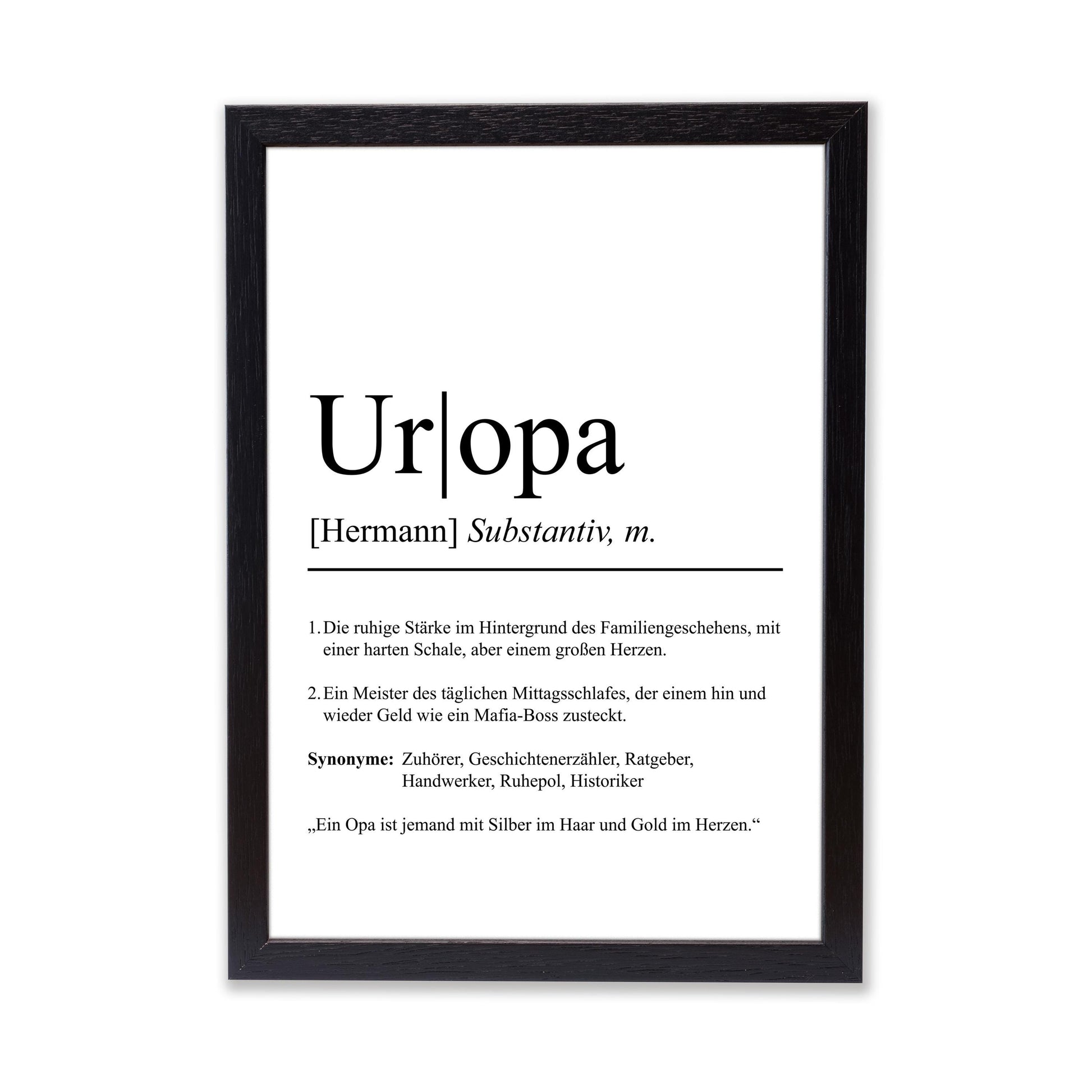 Uropa Definition Poster personalisierbar mit Namen Poster Geschenk Uropa Einzug Geschenk Uropa personalisierbar Poster ungerahmt