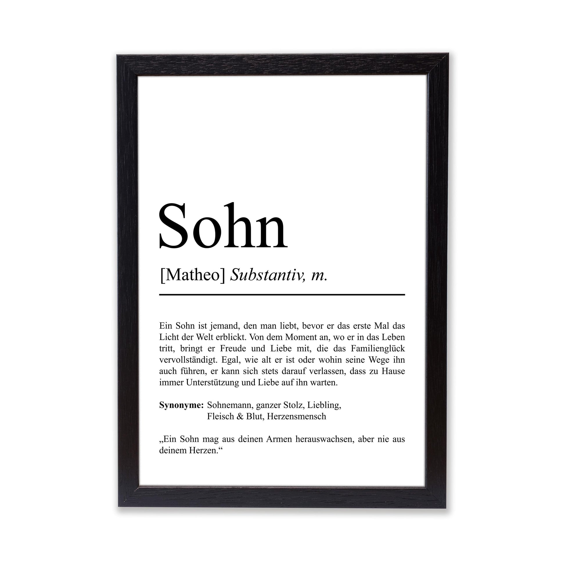 Sohn Definition Poster personalisierbar mit Namen Sohn Poster Geschenk Einzug Geburtstag Geschenk Sohn Poster Geburt Geschenk Sohn