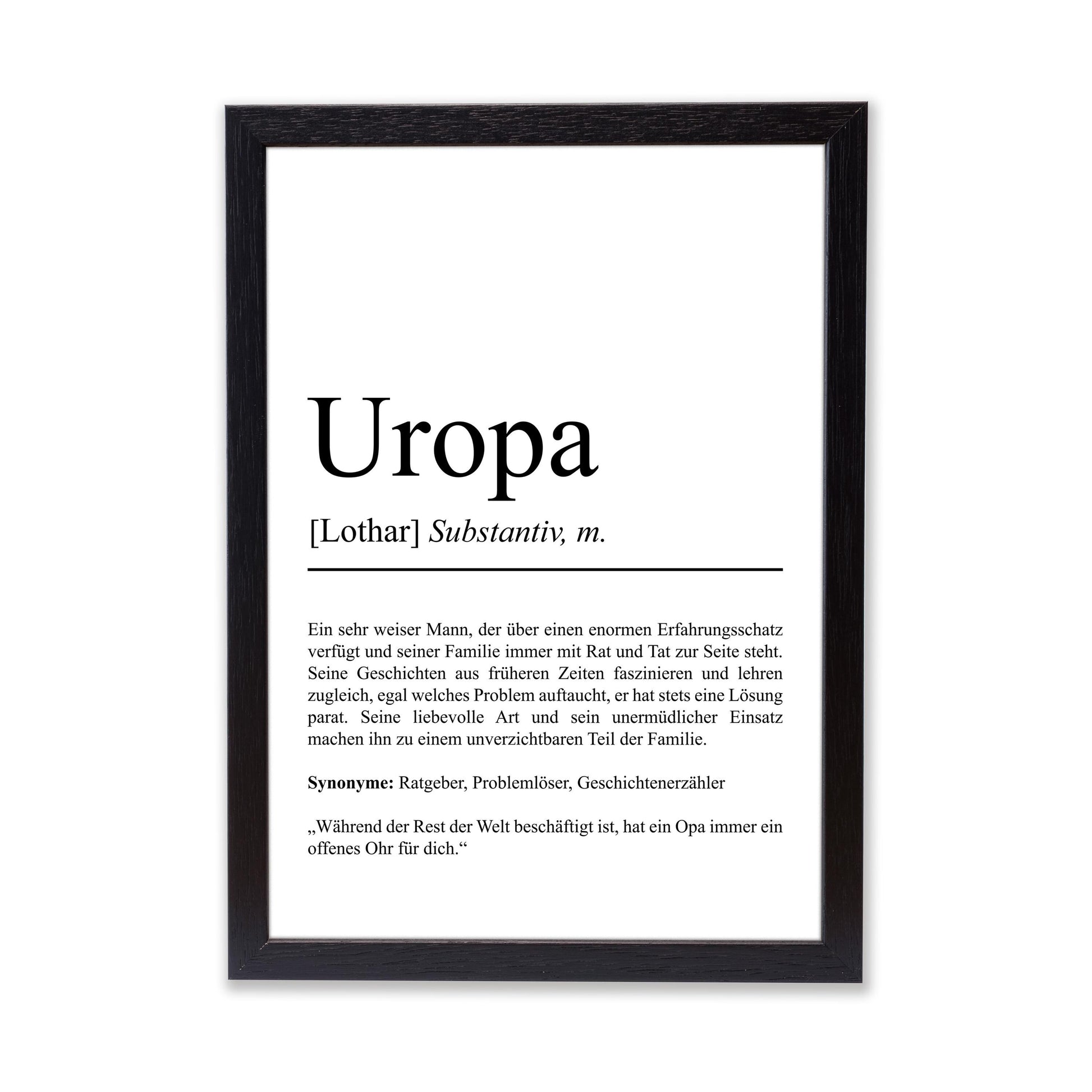 Uropa Definition Poster personalisierbar mit Namen Opa Poster Geschenk Einzug Geburtstag Geschenk Opa Poster Familienmitglied Minimalistisch