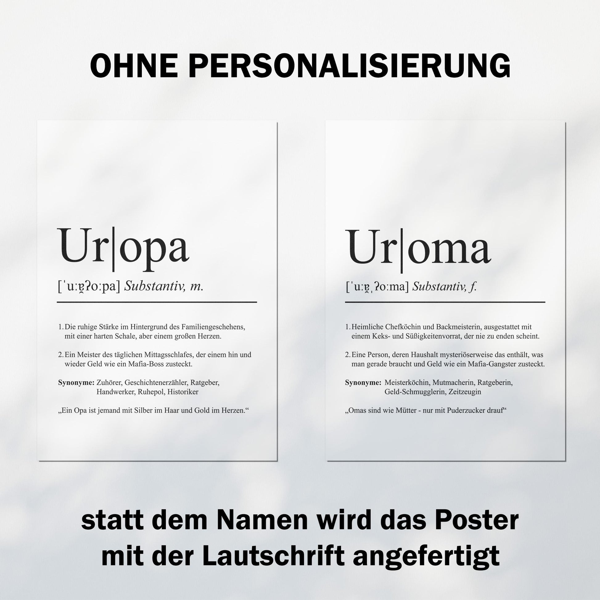 Uroma Definition Poster personalisierbar mit Namen Poster Geschenk Uroma Einzug Geschenk Uroma personalisierbar Poster ungerahmt