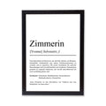 Zimmerin Definition Poster personalisierbar mit Namen Beruf Poster Zimmerin Geschenk Einzug Geburtstag Geschenk Zimmerin Poster Beruf