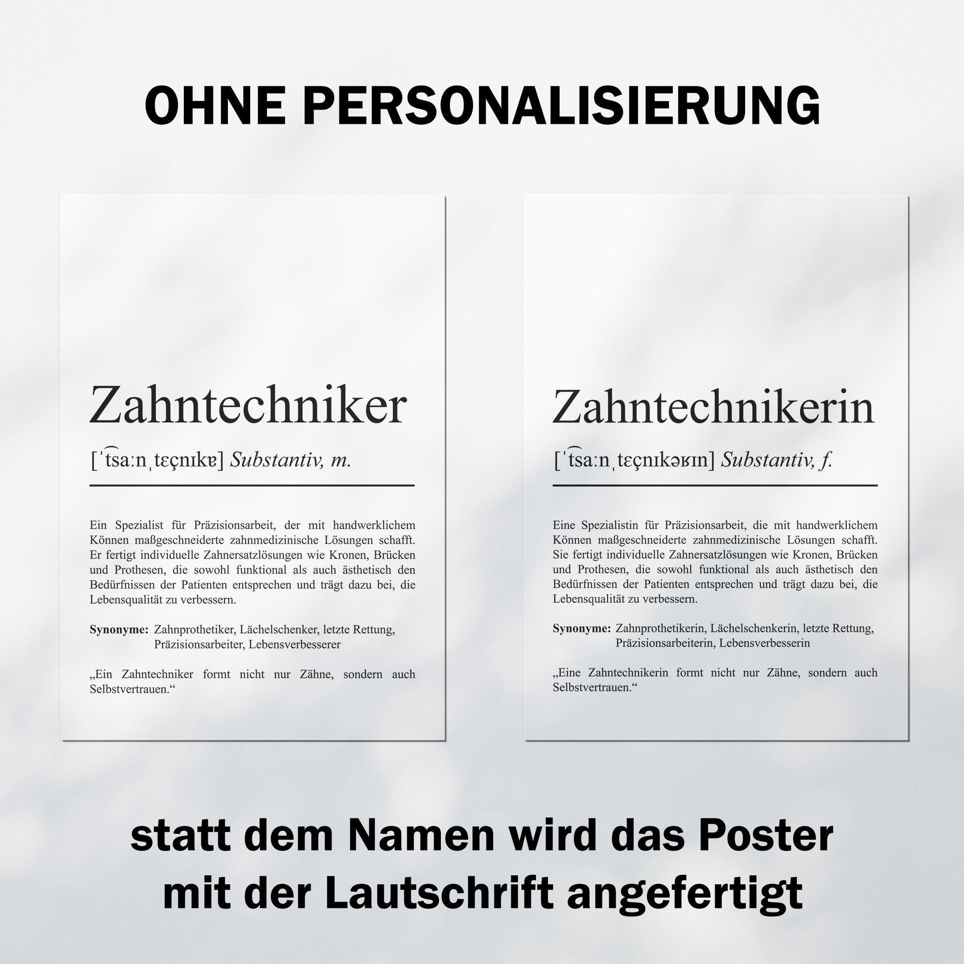 Zahntechniker Definition Poster personalisierbar mit Namen Beruf Poster Zahntechniker Geschenk Einzug Geburtstag Geschenk Zahntechniker
