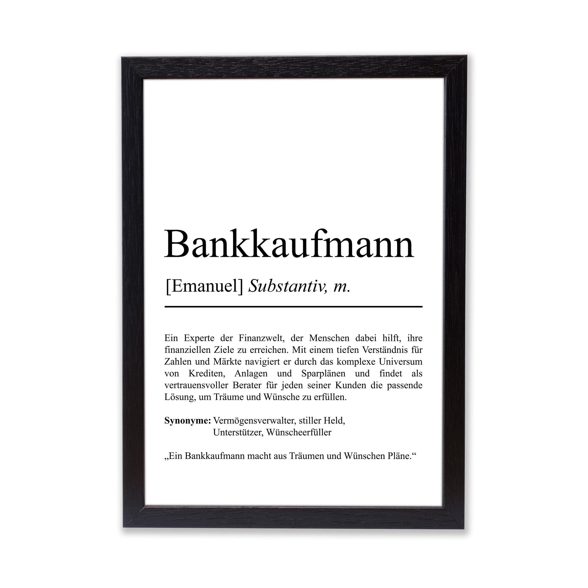 Bankkaufmann Definition Poster personalisierbar mit Namen Beruf Poster Bankkaufmann Geschenk Einzug Geburtstag Geschenk Bankkaufmann Poster
