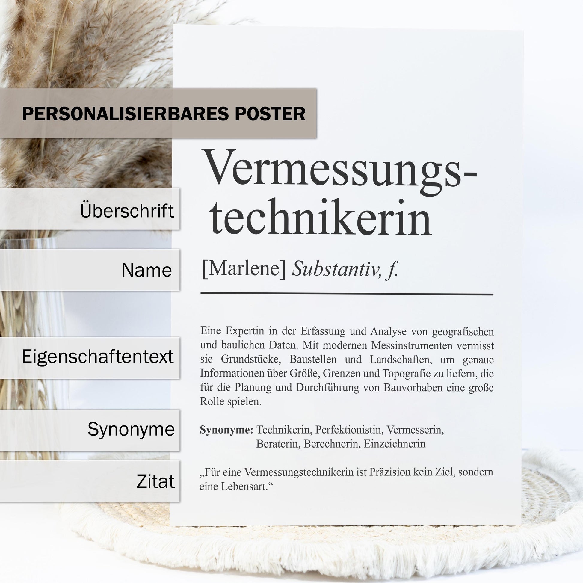 Vermessungstechnikerin Definition Poster personalisierbar mit Namen Beruf Poster Vermesserin Geschenk Einzug Geburtstag Geschenk Vermesserin